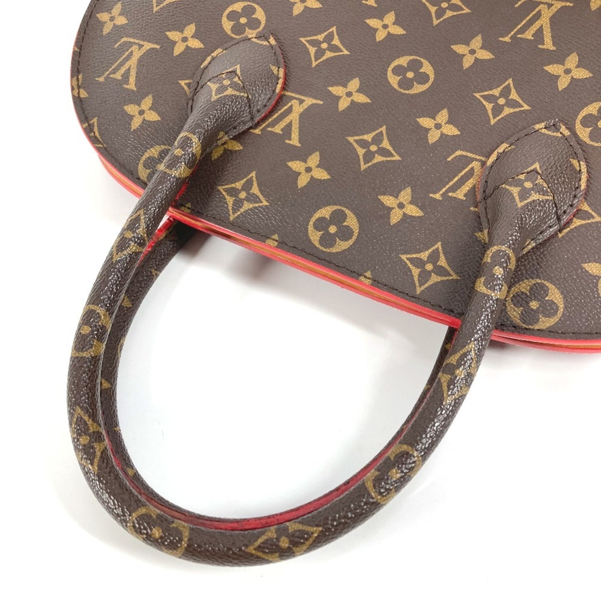 Louis Vuitton Brown Red Color Monogram Canvas Leather Handbag Tote Bag (Pre-Owned)