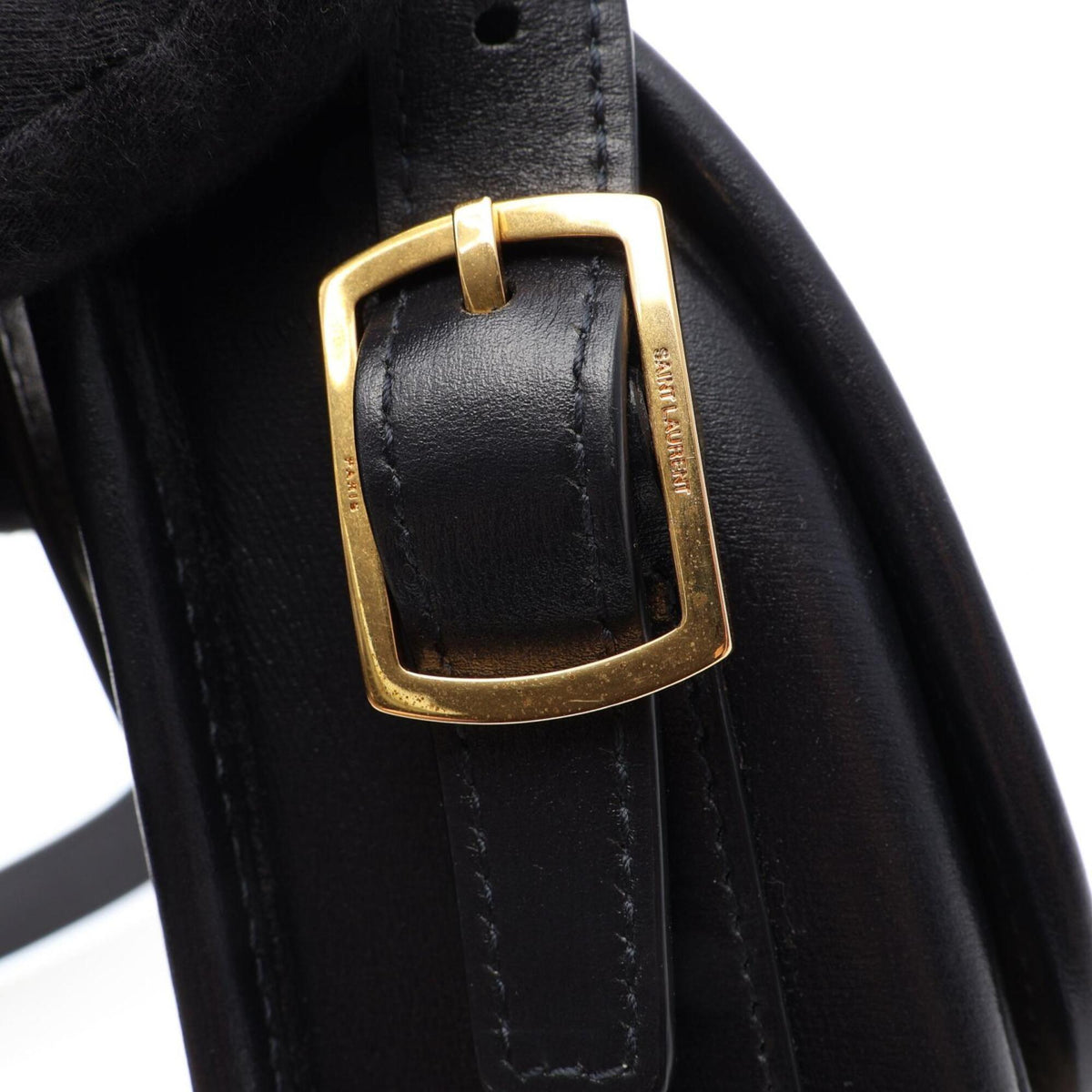 Saint Laurent Beige Navy Canvas Leather Handbag Shoulder Bag (Pre-Owned)
