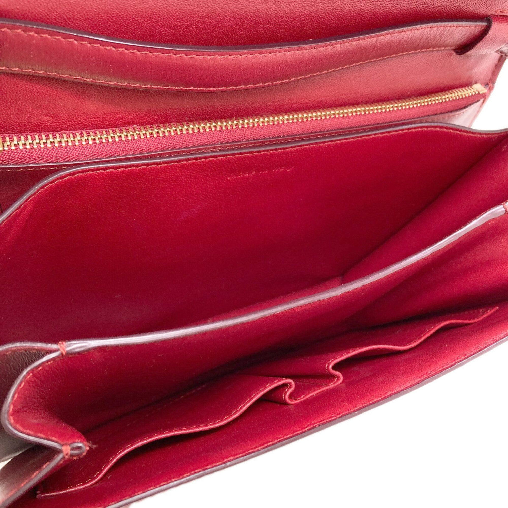 Celine Red Color Leather Shoulder Bag (Pre-Owned)