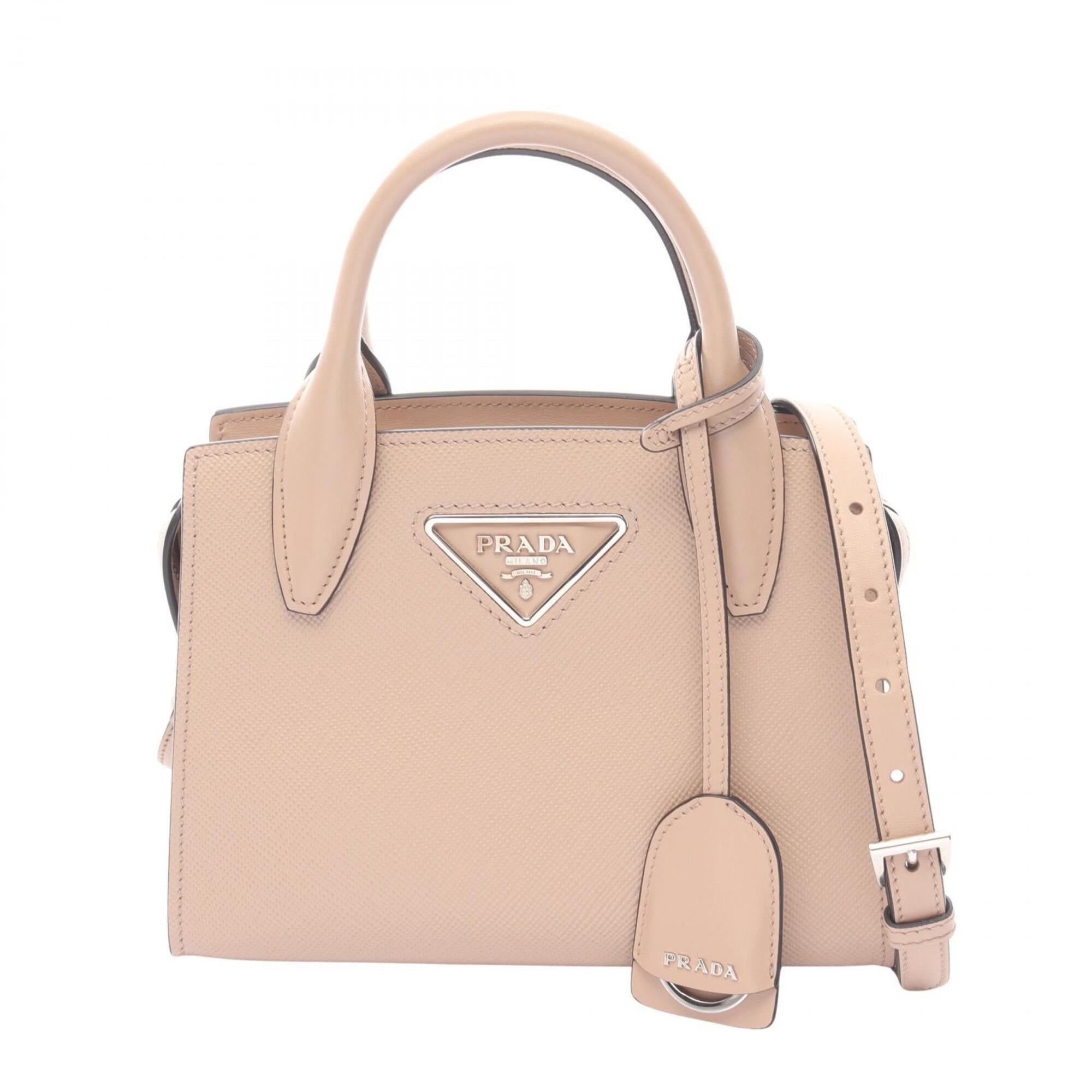 Prada Beige Saffiano Triangle Handbag (Pre-Owned)
