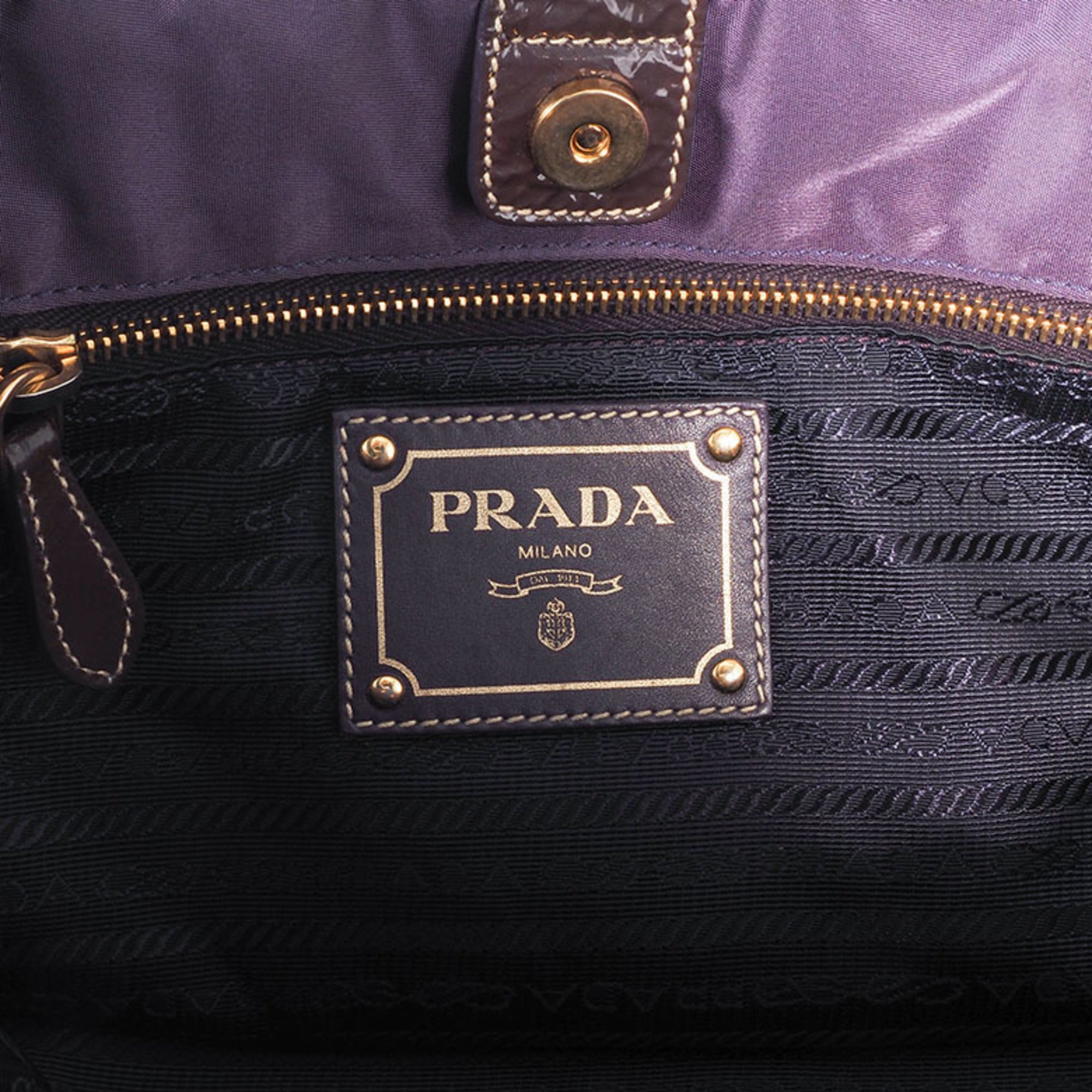 Prada Purple Nylon Leather Handbag Tote Bag (Pre-Owned)