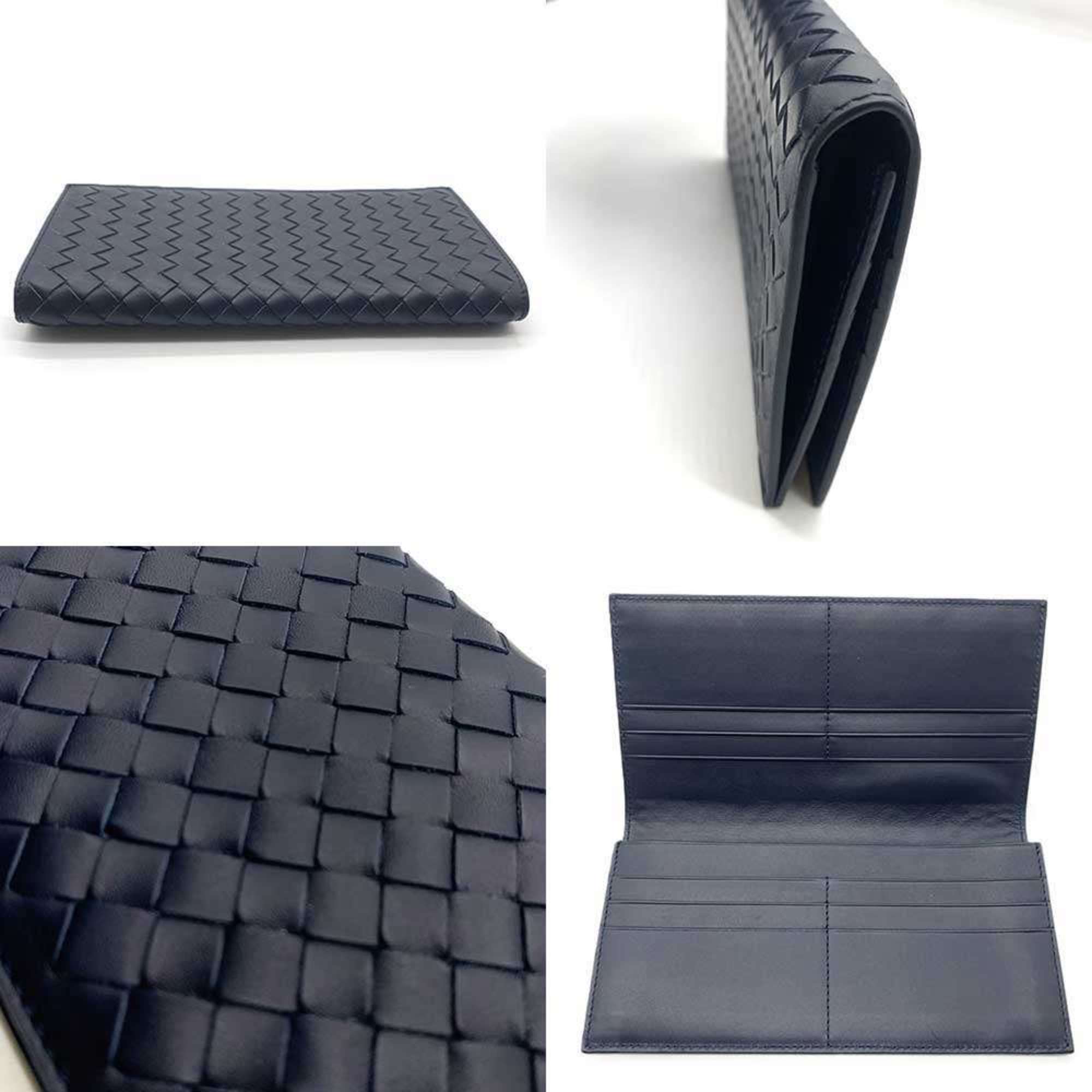 Bottega Veneta Intrecciato Navy Leather Bill Wallet (Bi-Fold) (Pre-Owned)