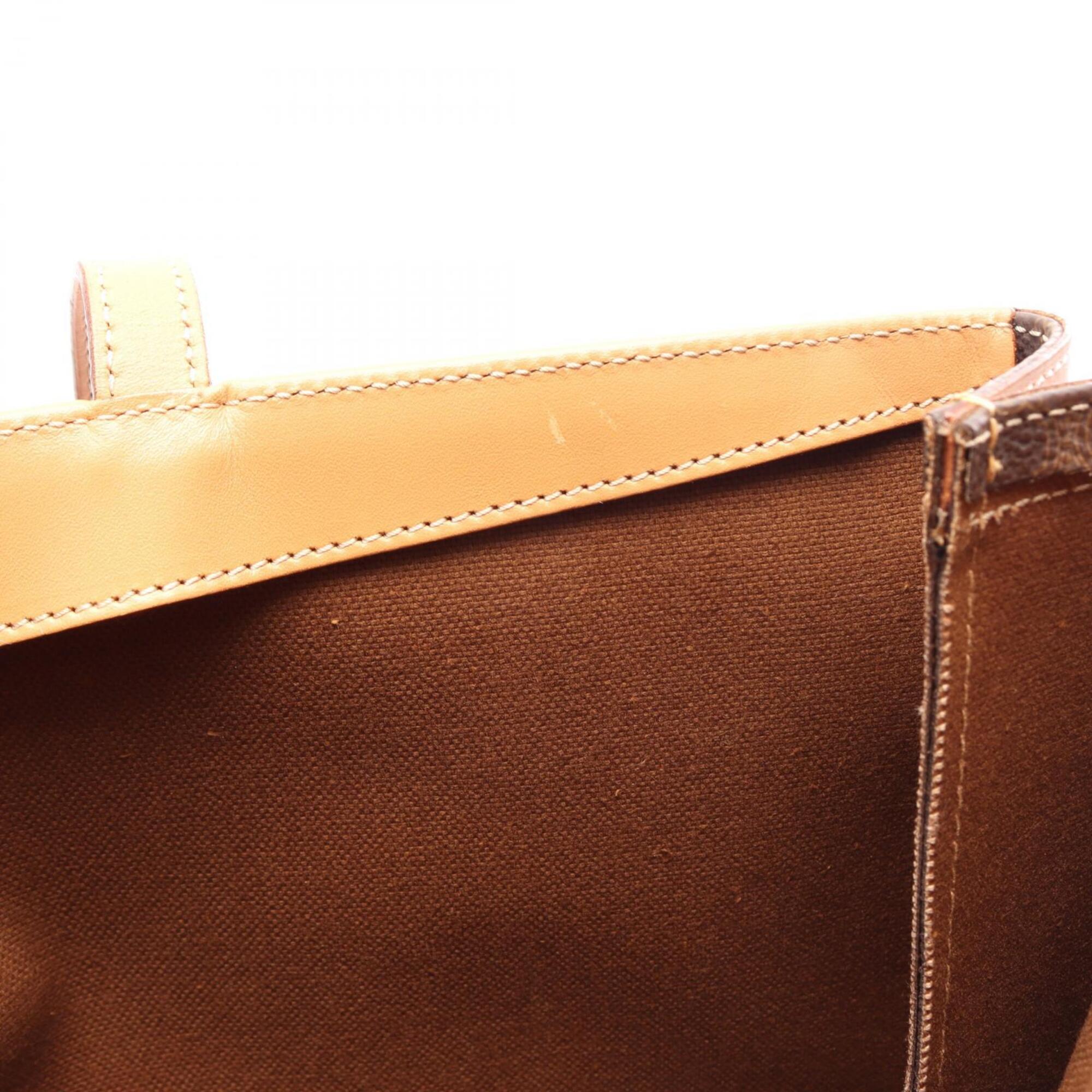 Celine Brown Coated Canvas Leather Handbag Tote Bag (Pre-Owned)