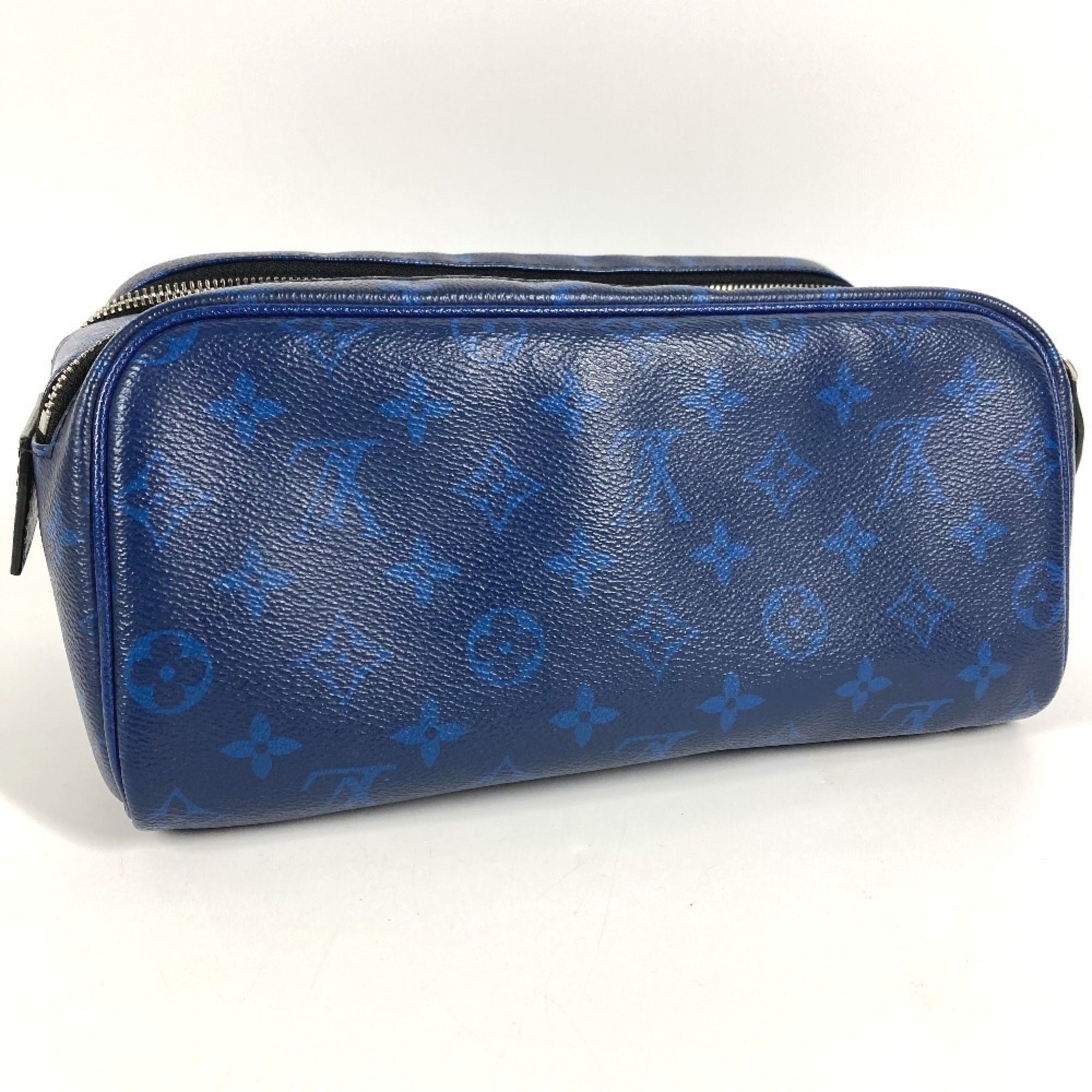 Louis Vuitton Blue Taiga Leather Monogram Canvas Leather Clutch Bag Handbag Pouch (Pre-Owned)