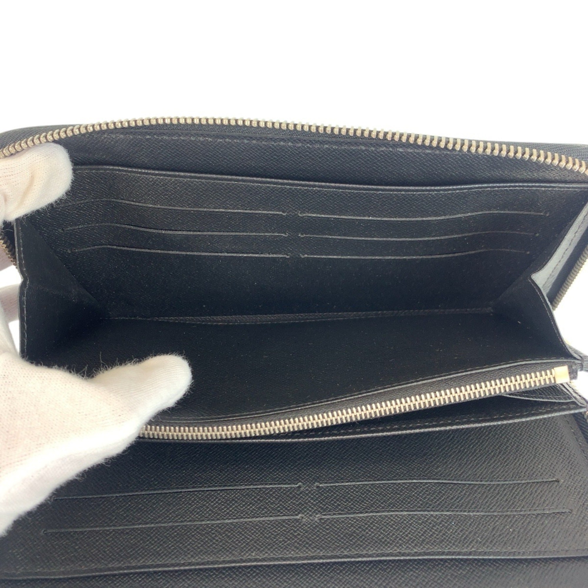 Louis Vuitton Black Noir Leather Long Wallet (Bi-Fold) (Pre-Owned)
