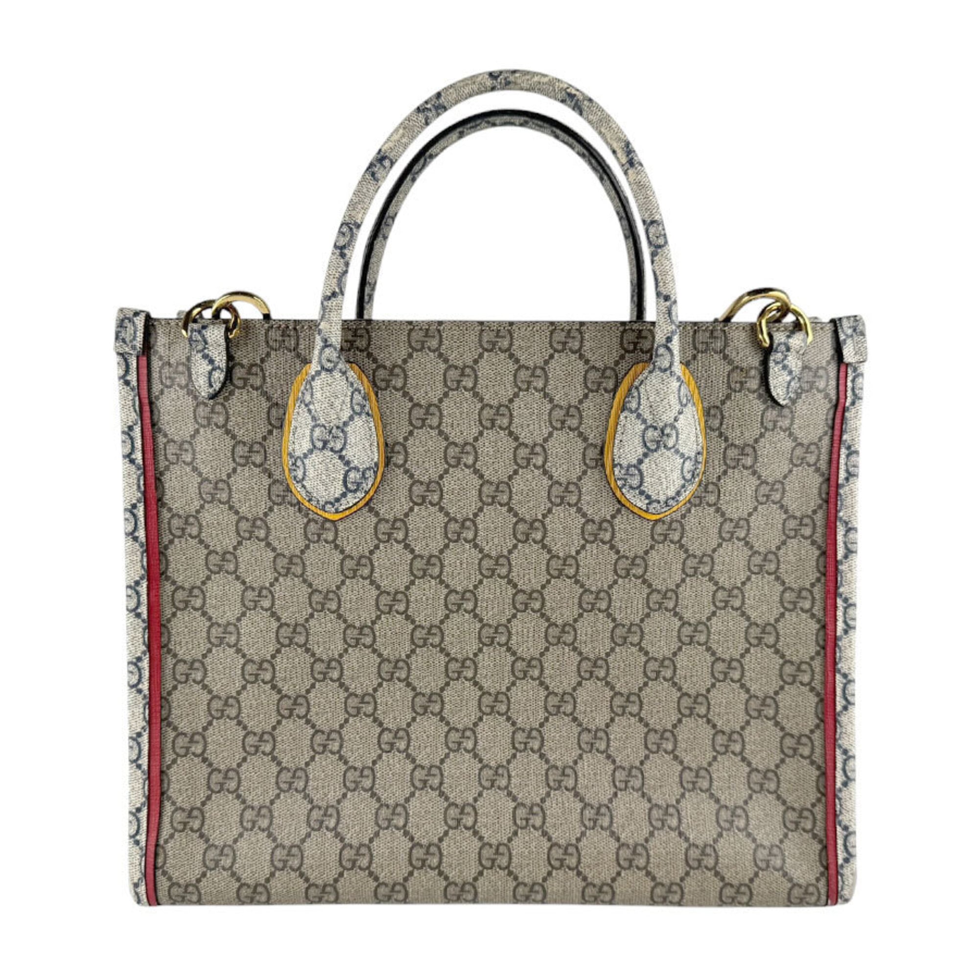 Gucci Brown Navy Gg Supreme Handbag Shoulder Bag (Pre-Owned)