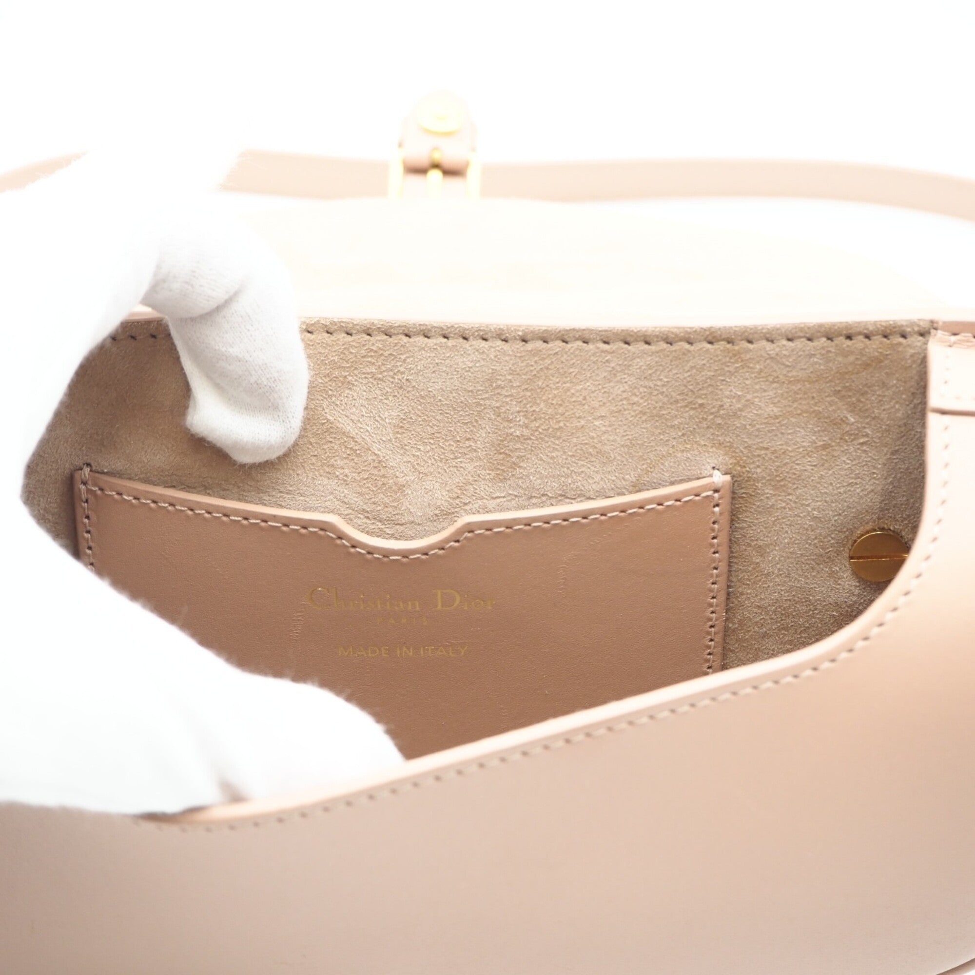 Christian Dior Pink Beige Leather Shoulder Bag (Pre-Owned)