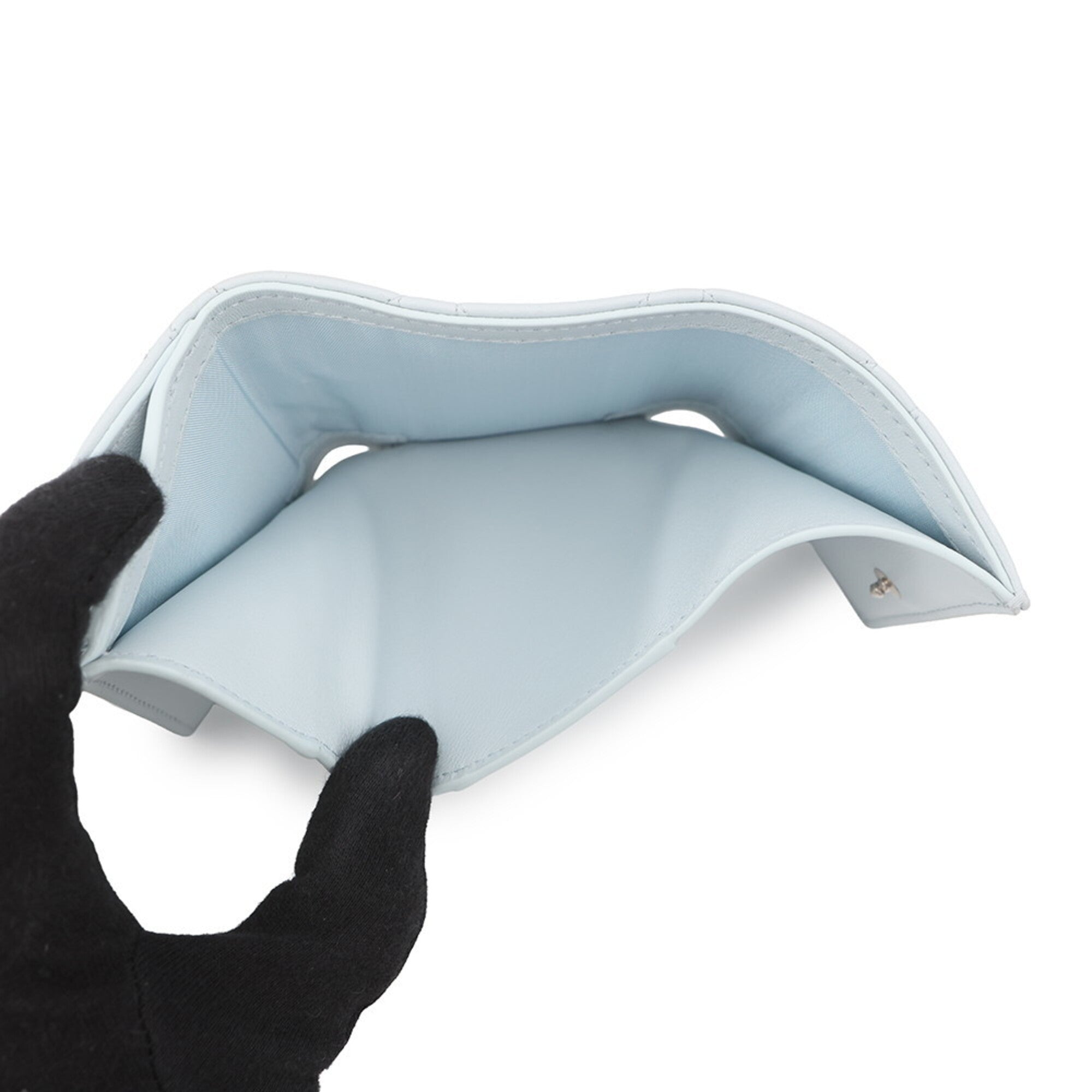 Christian Dior Light Blue Leather Wallet (Tri-Fold) (Pre-Owned)