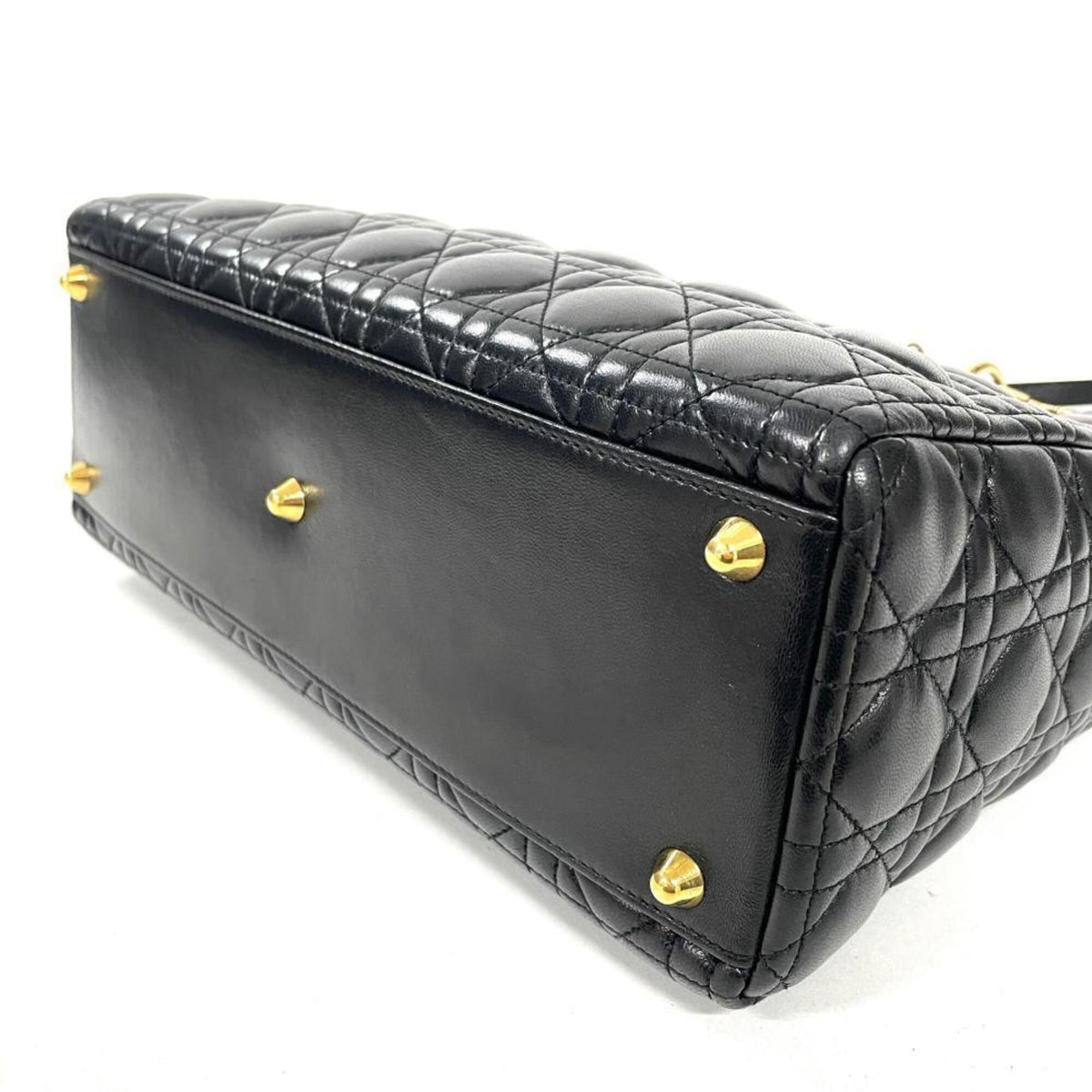 Christian Dior Lady Dior Black Leather Handbag (Pre-Owned)