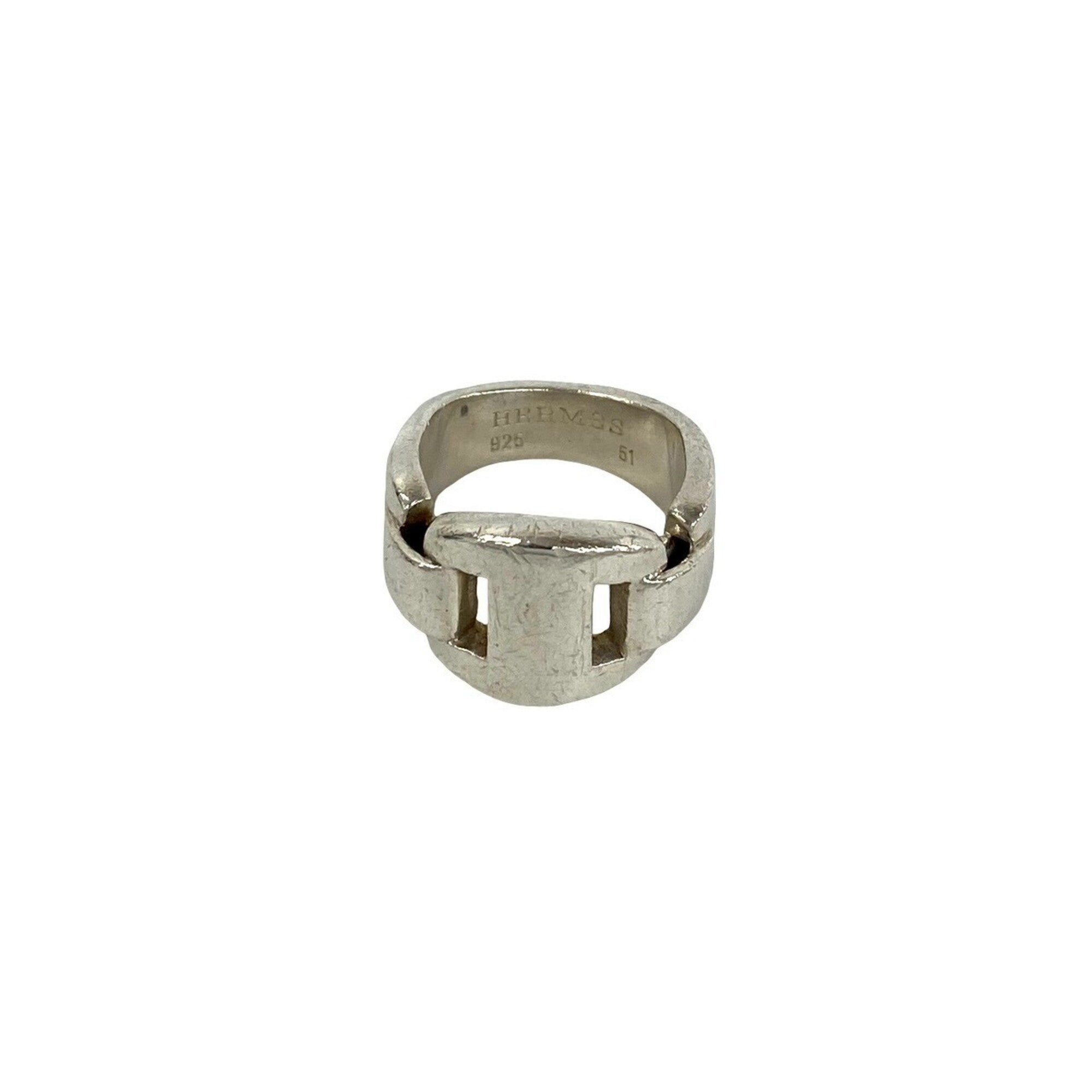 Hermes Silver Silver 925 Band Ring (Pre-Owned)