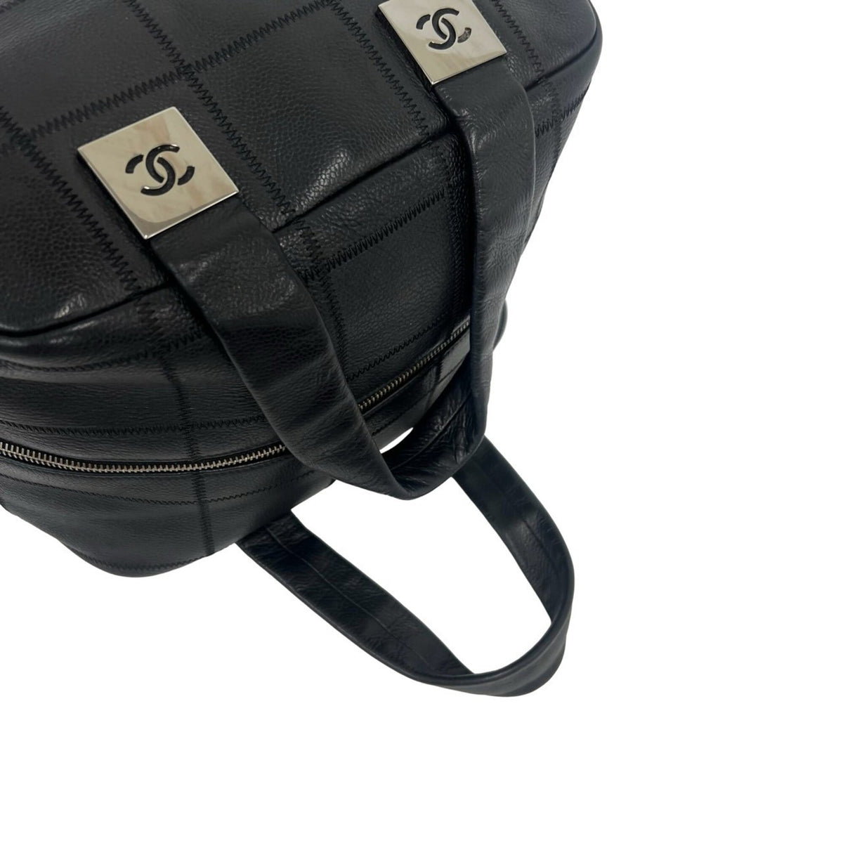 Chanel Black Leather Boston Bag Handbag (Pre-Owned)