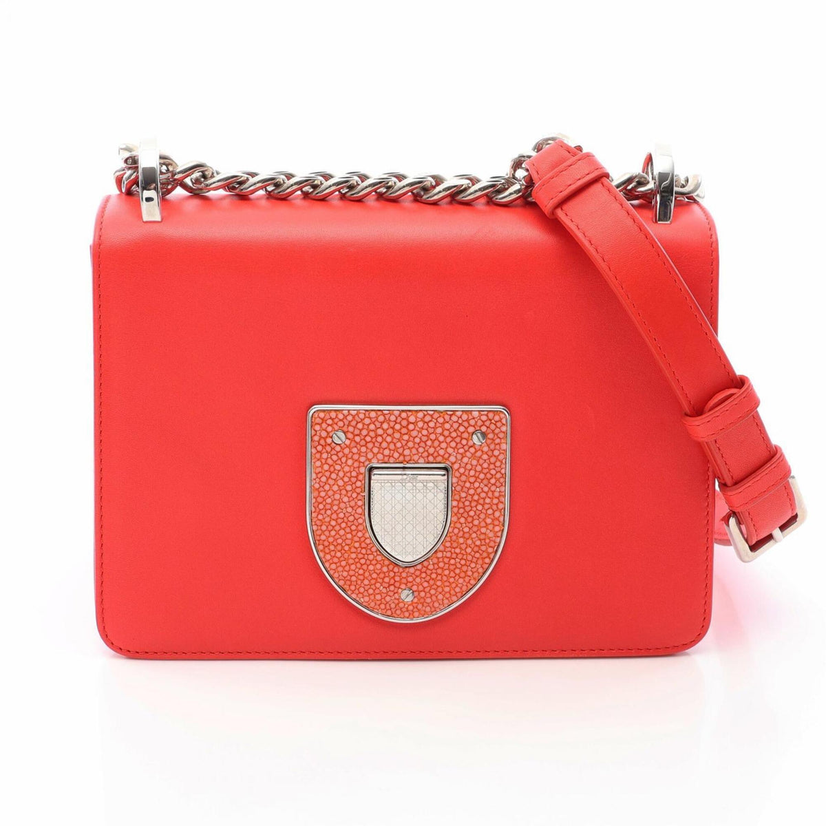 Christian Dior Red Color Leather Handbag Shoulder Bag (Pre-Owned)