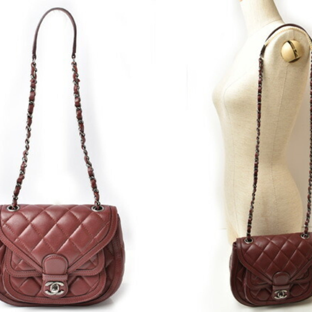 Chanel Bordeaux Saddle Bag Shoulder Bag (Pre-Owned)