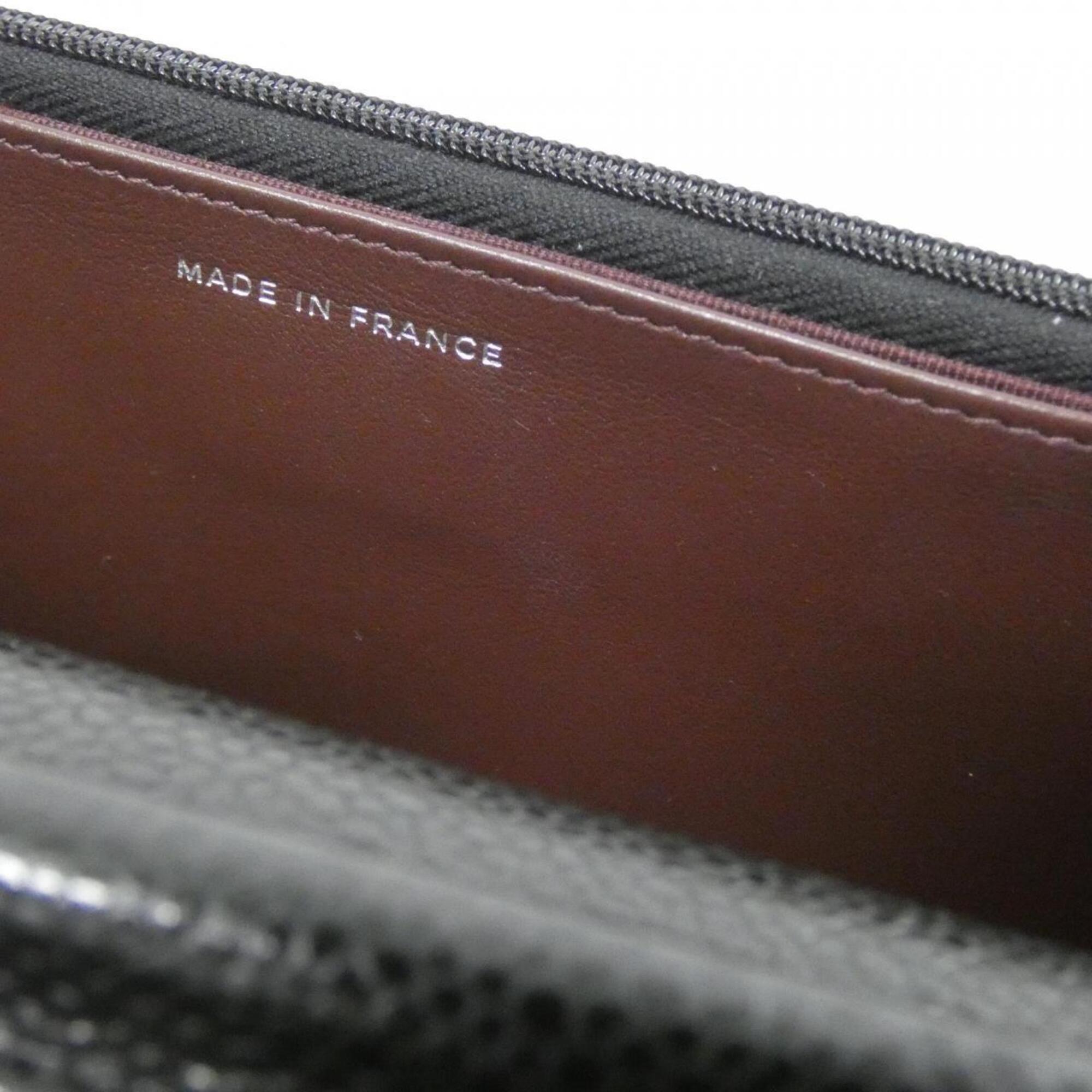 Chanel Black Bordeaux Grained Calfskin Chain/Shoulder Wallet (Pre-Owned)