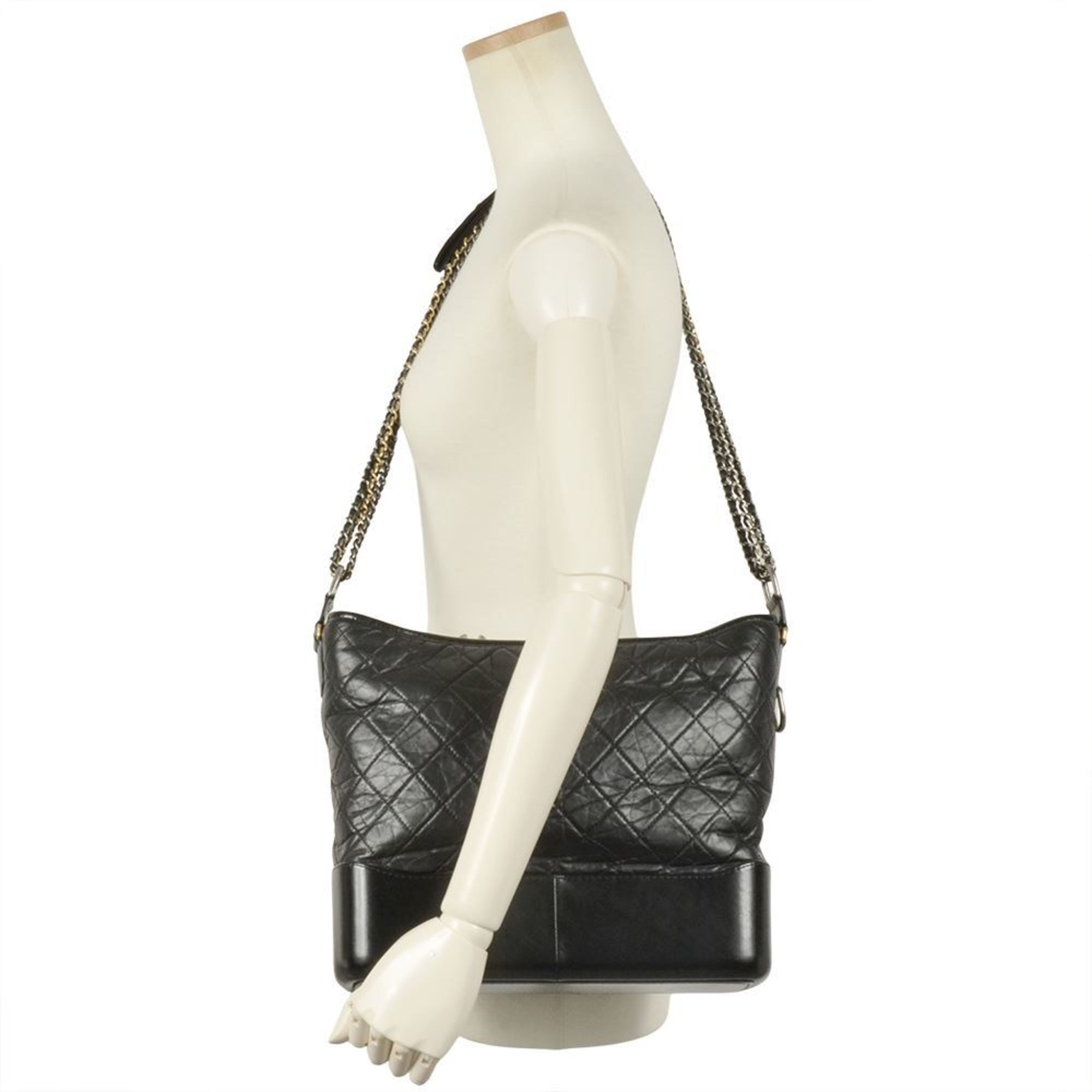 Chanel Gabriel Black Leather Shoulder Bag (Pre-Owned)