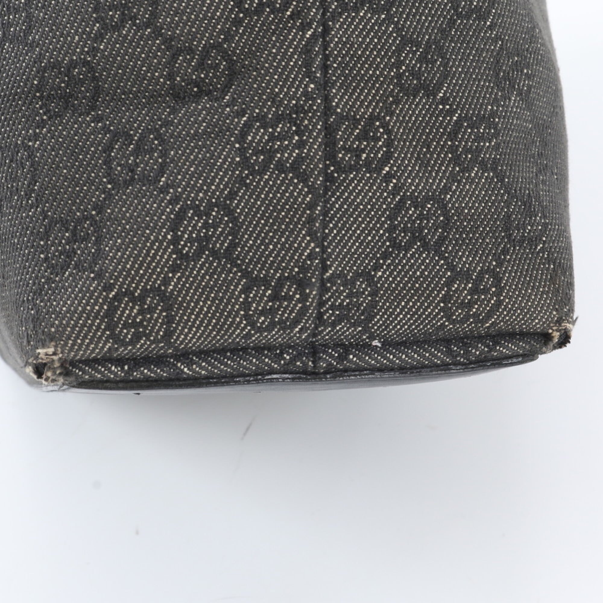 Gucci Black Leather Canvas Handbag Shoulder Bag Tote Bag (Pre-Owned)