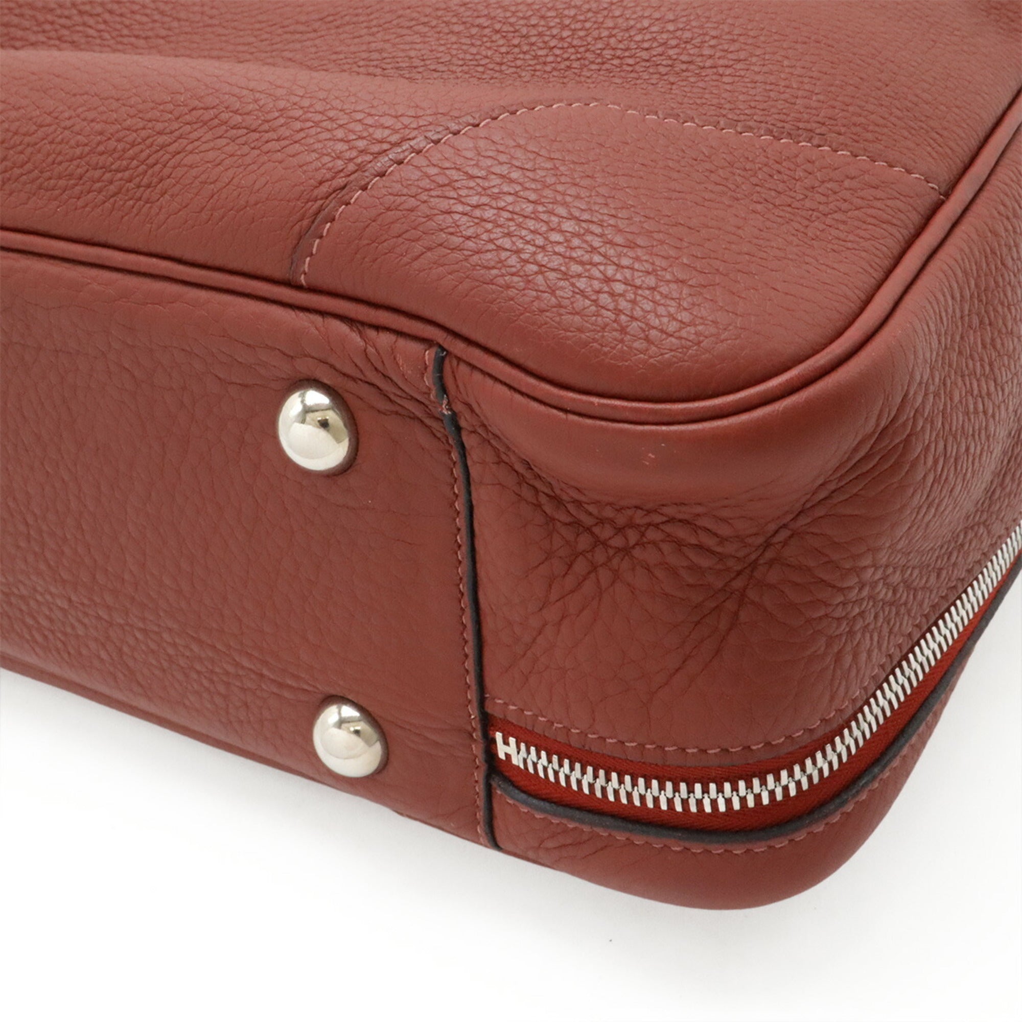Hermes Rouge H Taurillon Clemence Leather Boston Bag (Pre-Owned)