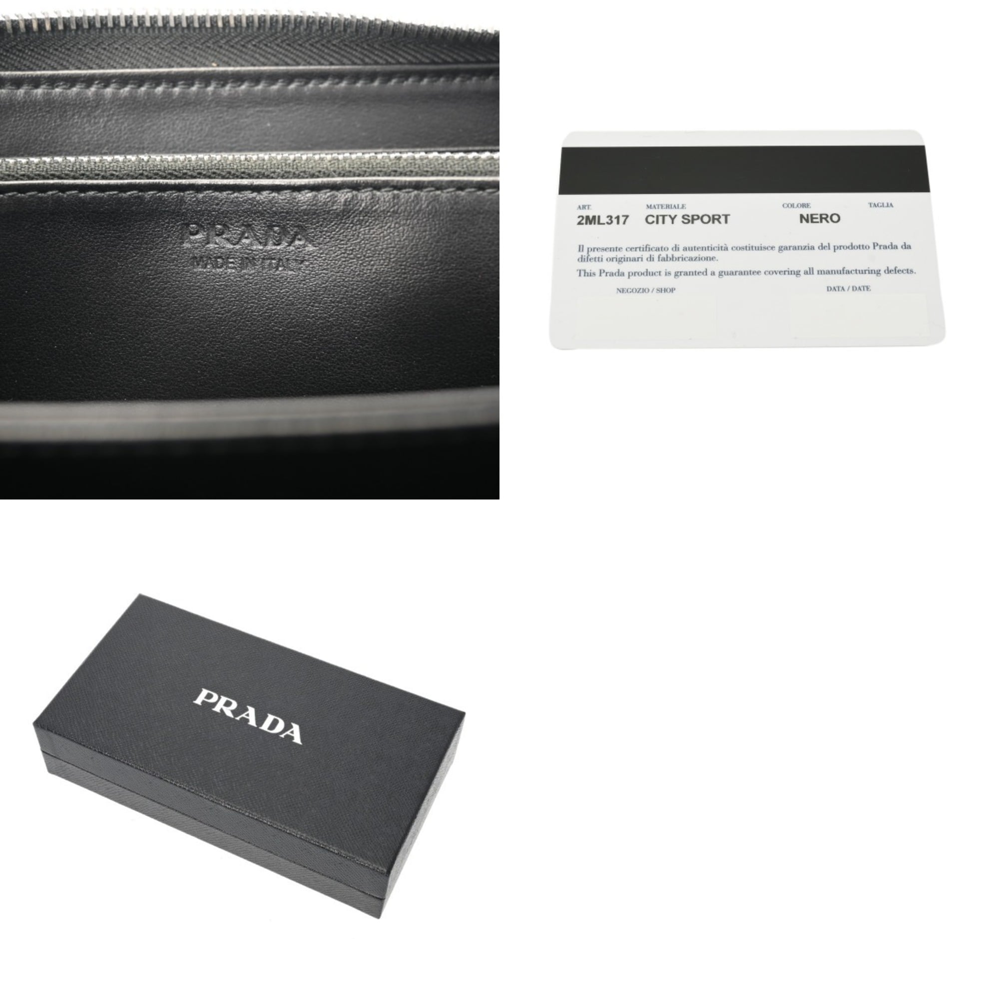 Prada Black Leather Long Wallet (Bi-Fold) (Pre-Owned)