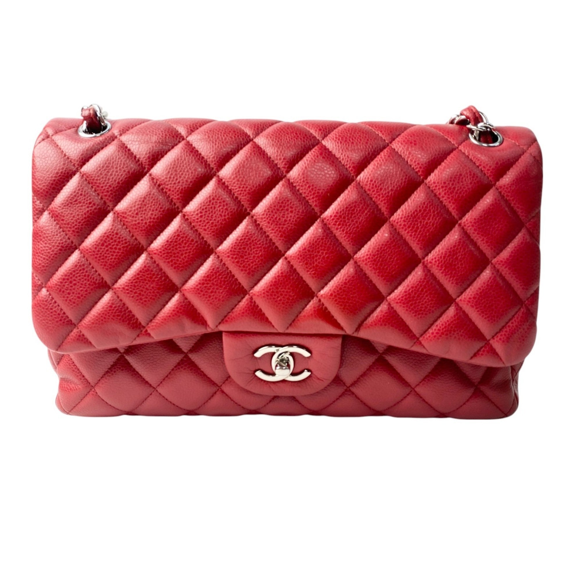 Chanel Matelasse Red Color Grained Calfskin Shoulder Bag (Pre-Owned)