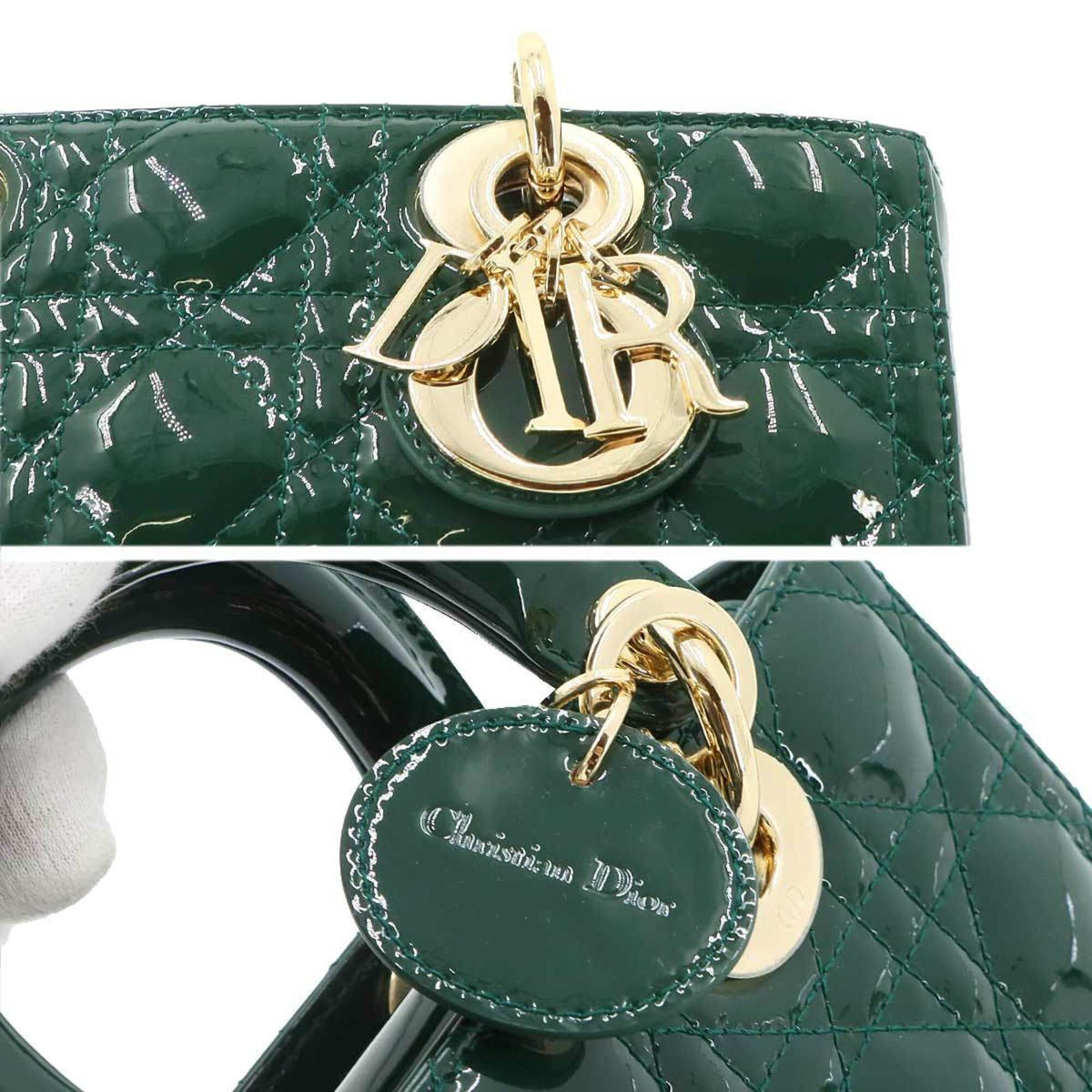 Christian Dior Green Green Patent Leather Handbag (Pre-Owned)