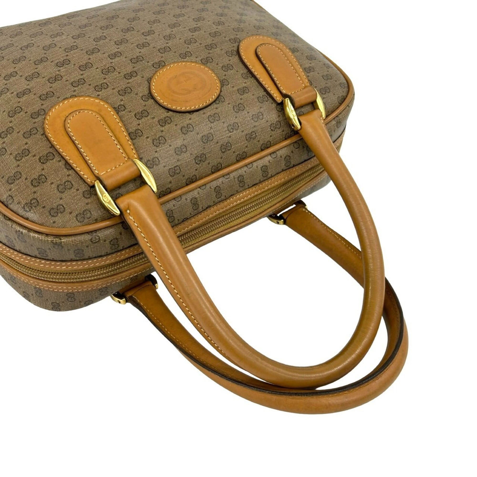 Gucci Brown Leather Pvc Boston Bag Handbag (Pre-Owned)