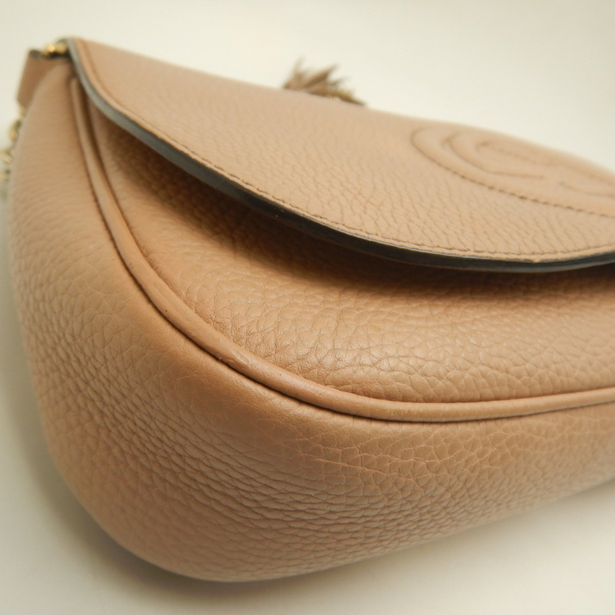 Gucci Pink Beige Leather Shoulder Bag (Pre-Owned)