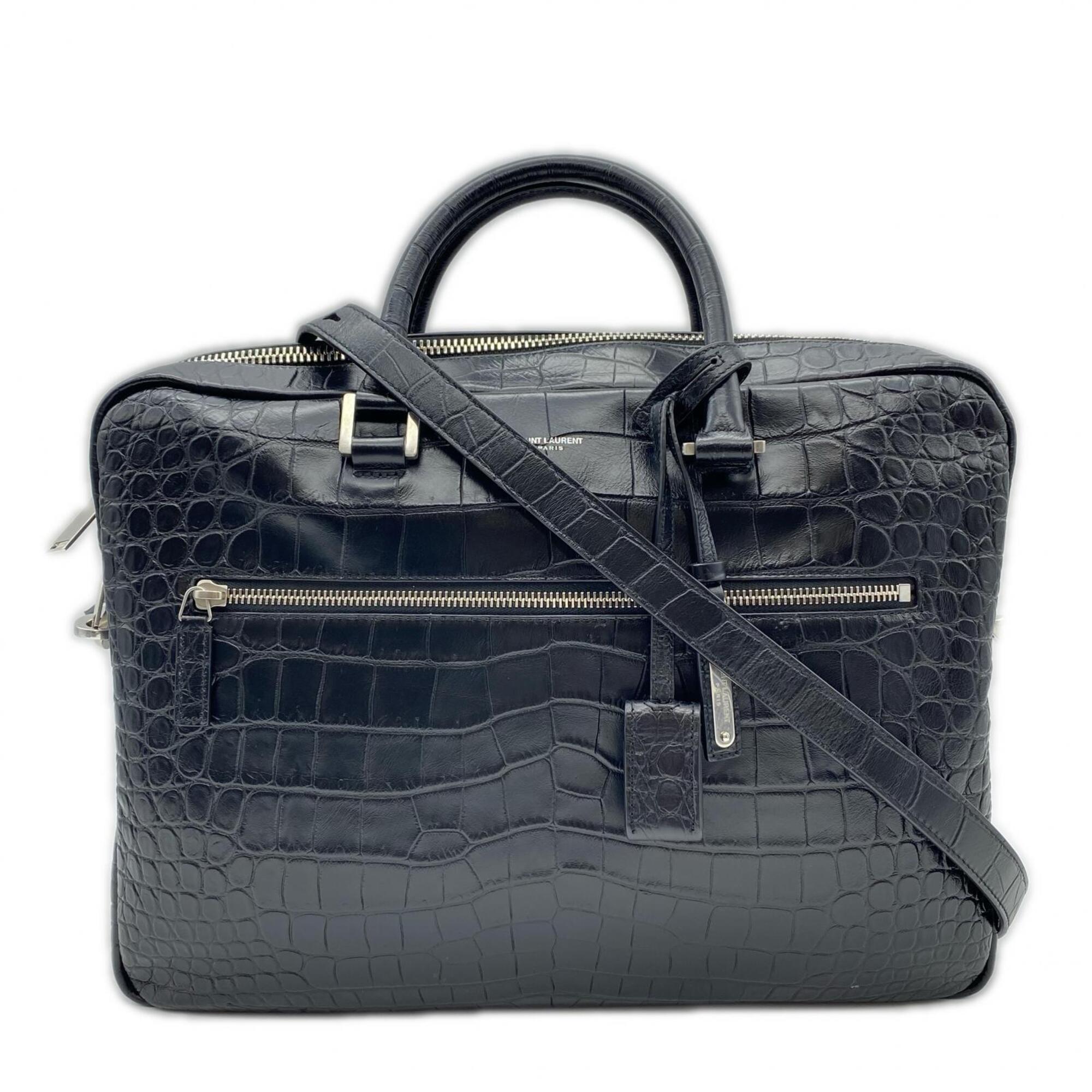 Yves Saint Laurent Sac De Jour Black Leather Briefcase (Pre-Owned)