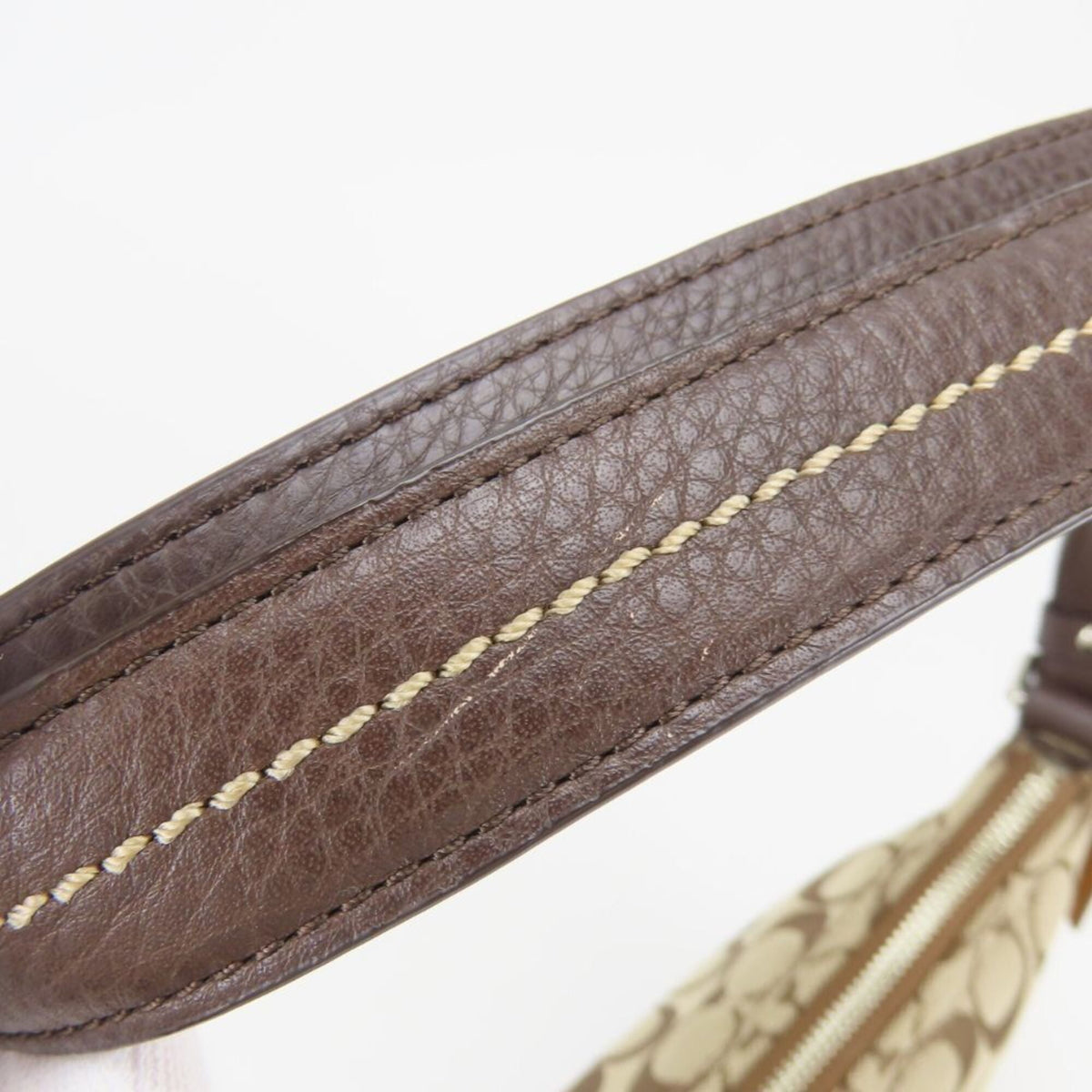 Coach Beige Brown Canvas Leather Shoulder Bag (Pre-Owned)