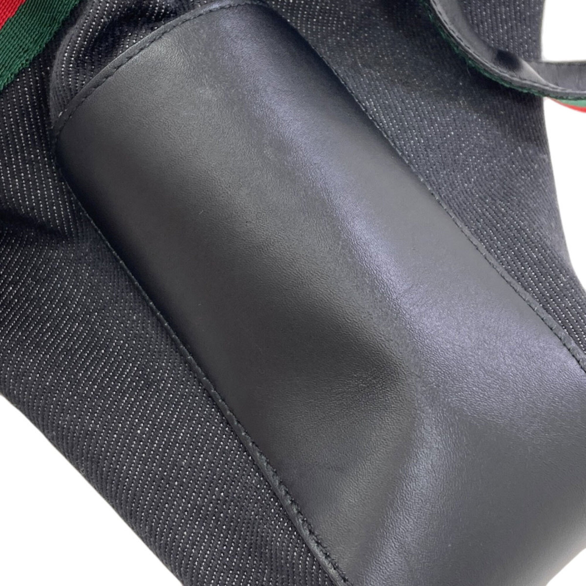 Gucci Sherry Line Black Canvas Handbag (Pre-Owned)