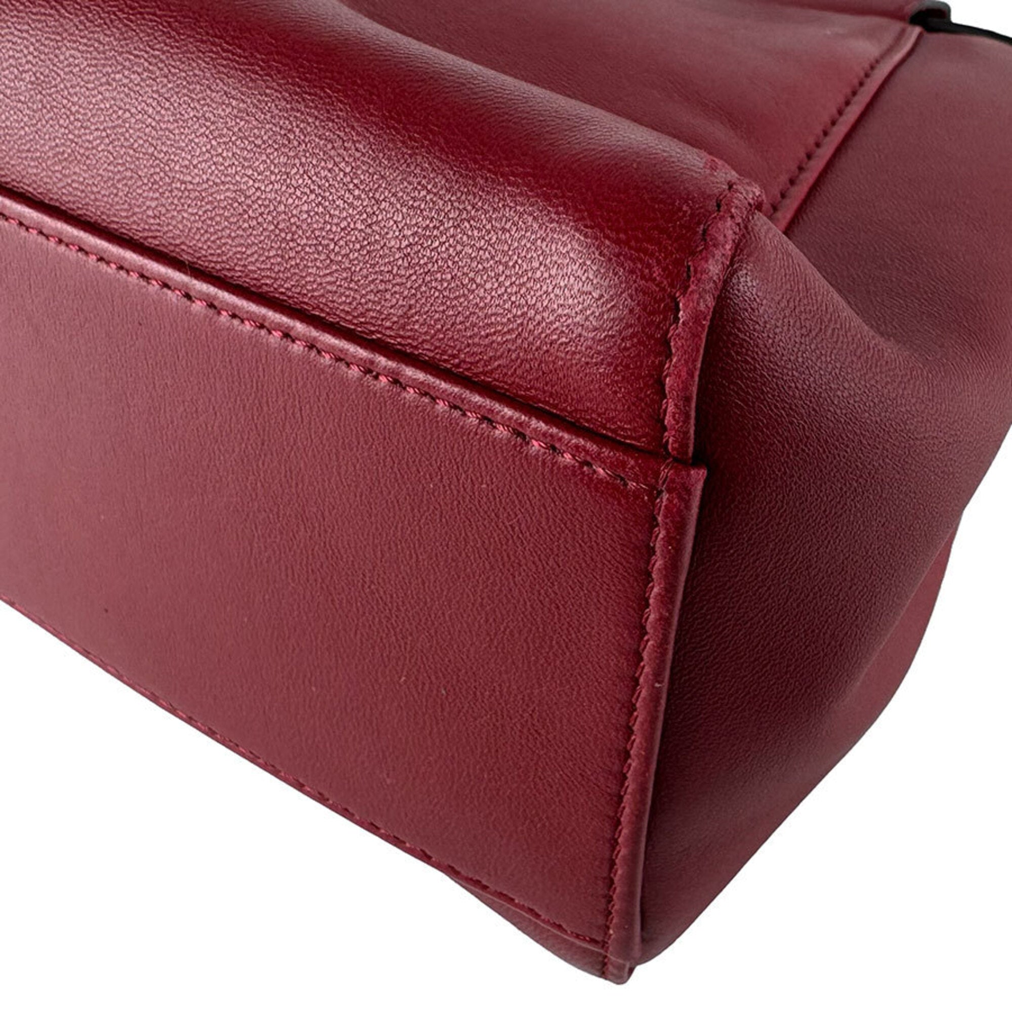 Fendi Red Color Leather Handbag Shoulder Bag (Pre-Owned)