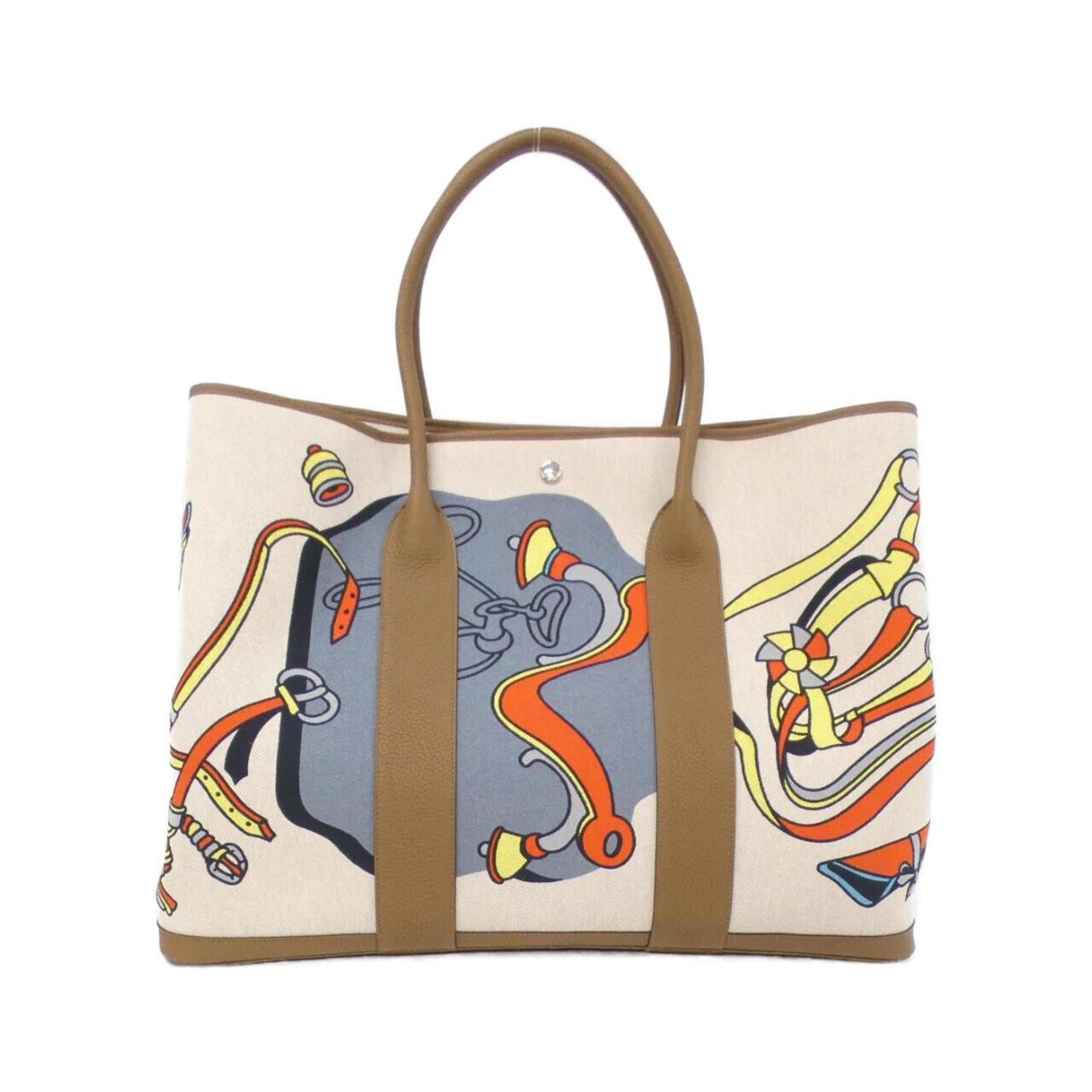 Hermes Beige Multi-Color Toile H Negonda Leather Handbag (Pre-Owned)