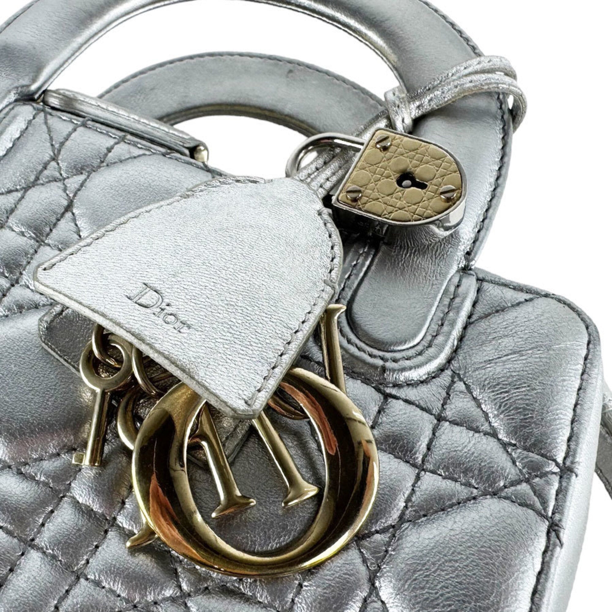 Christian Dior Silver Leather Shoulder Bag (Pre-Owned)