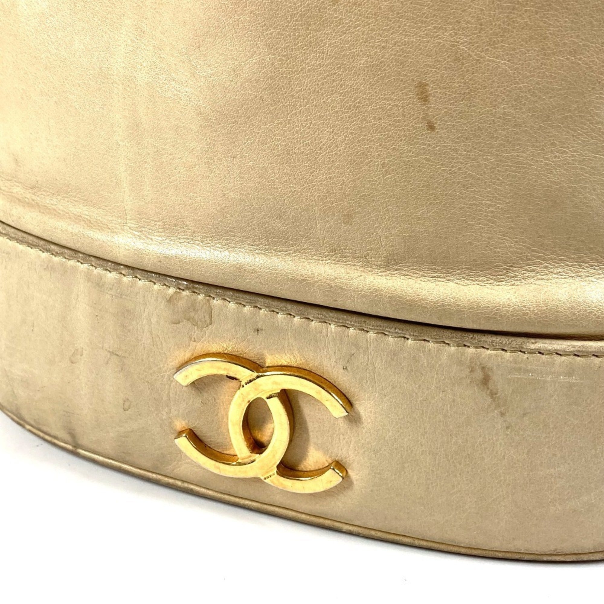 Chanel Beige Leather Handbag Pouch Shoulder Bag (Pre-Owned)
