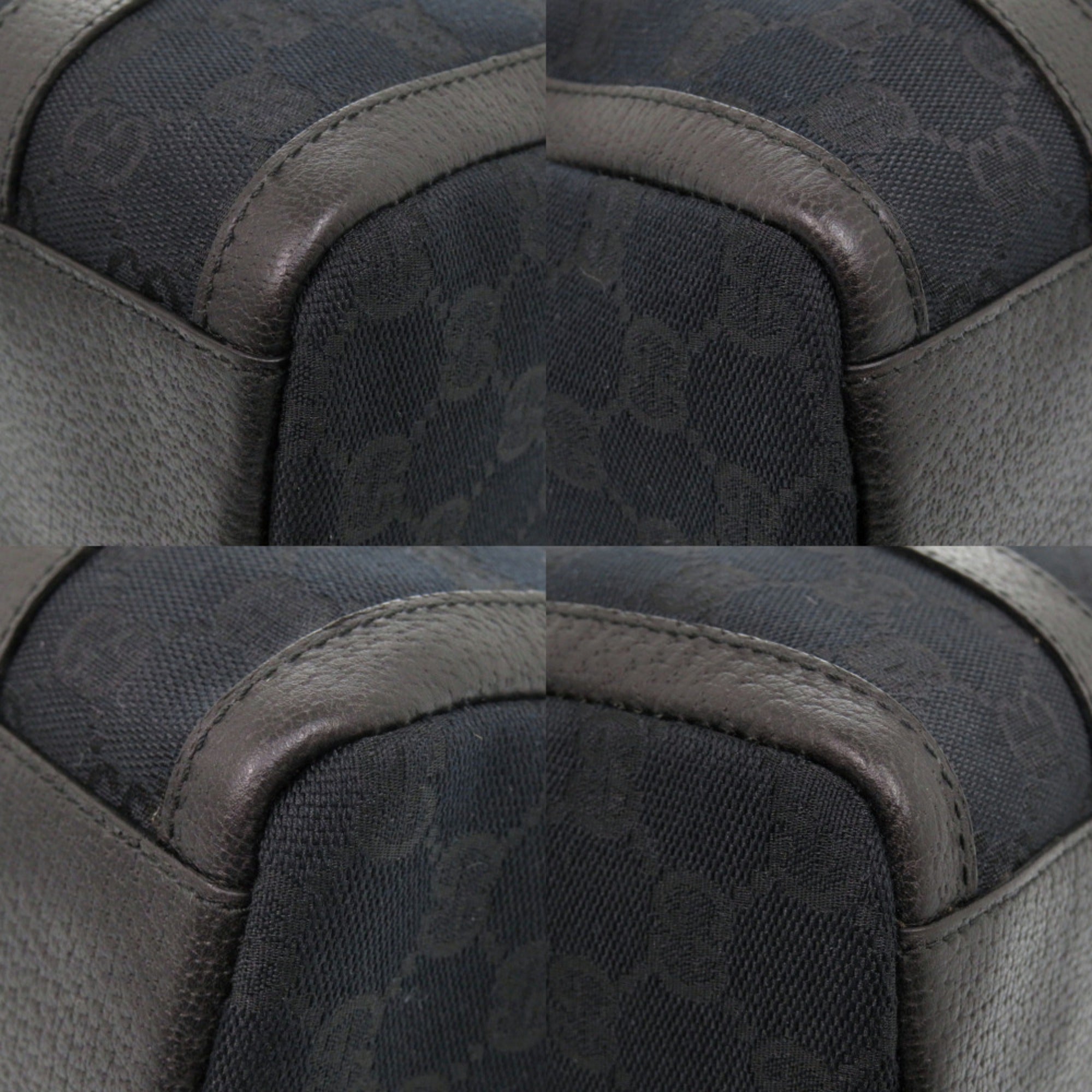 Gucci Black Gg Canvas Leather Handbag (Pre-Owned)