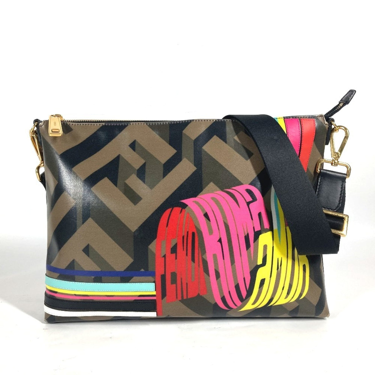 Fendi Brown Multi-Color Pvc Shoulder Bag (Pre-Owned)
