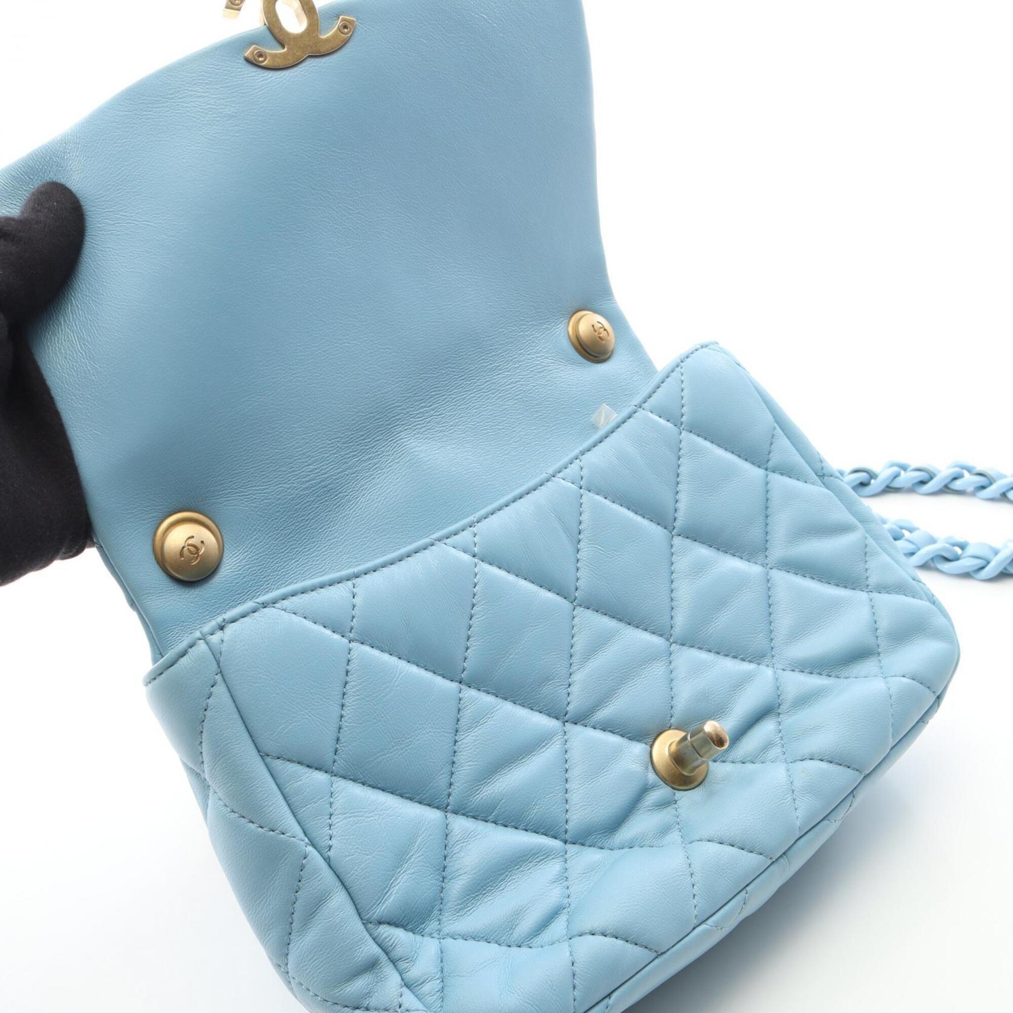 Chanel Blue Leather Handbag Shoulder Bag (Pre-Owned)