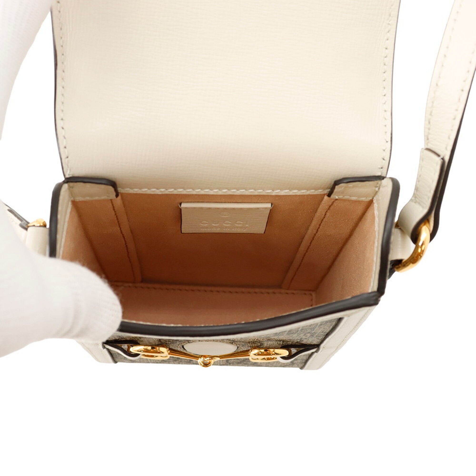 Gucci Beige Brown White Gg Supreme Handbag Shoulder Bag (Pre-Owned)