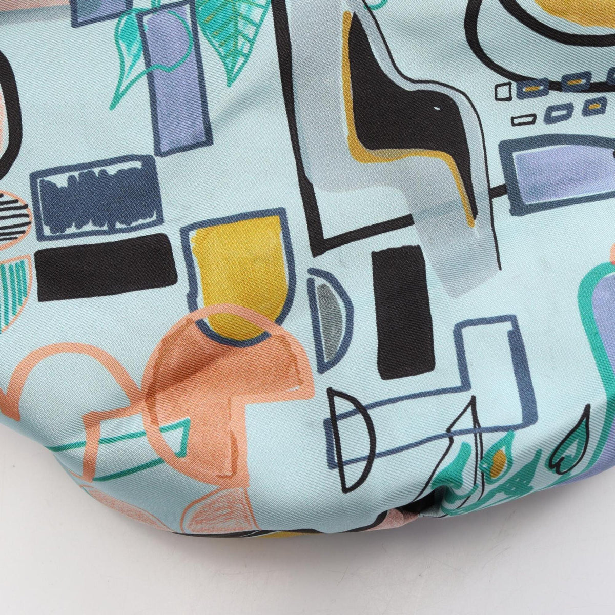 Hermes Blue Multi-Color Silk Epsom Leather Handbag Pouch (Pre-Owned)