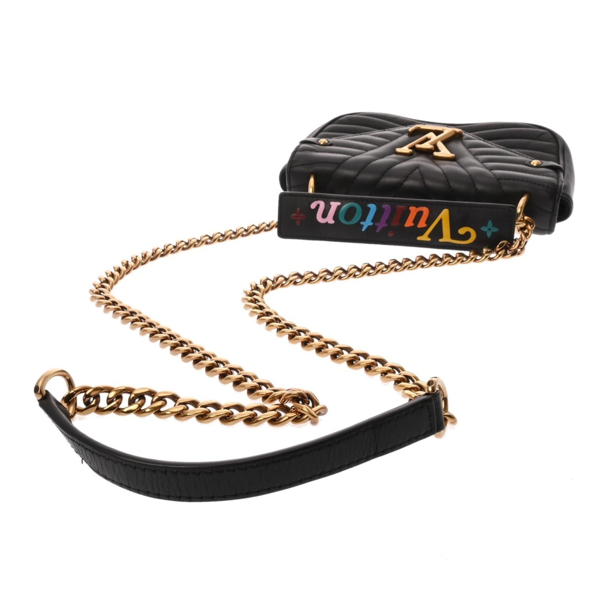 Louis Vuitton Noir Leather Shoulder Bag (Pre-Owned)