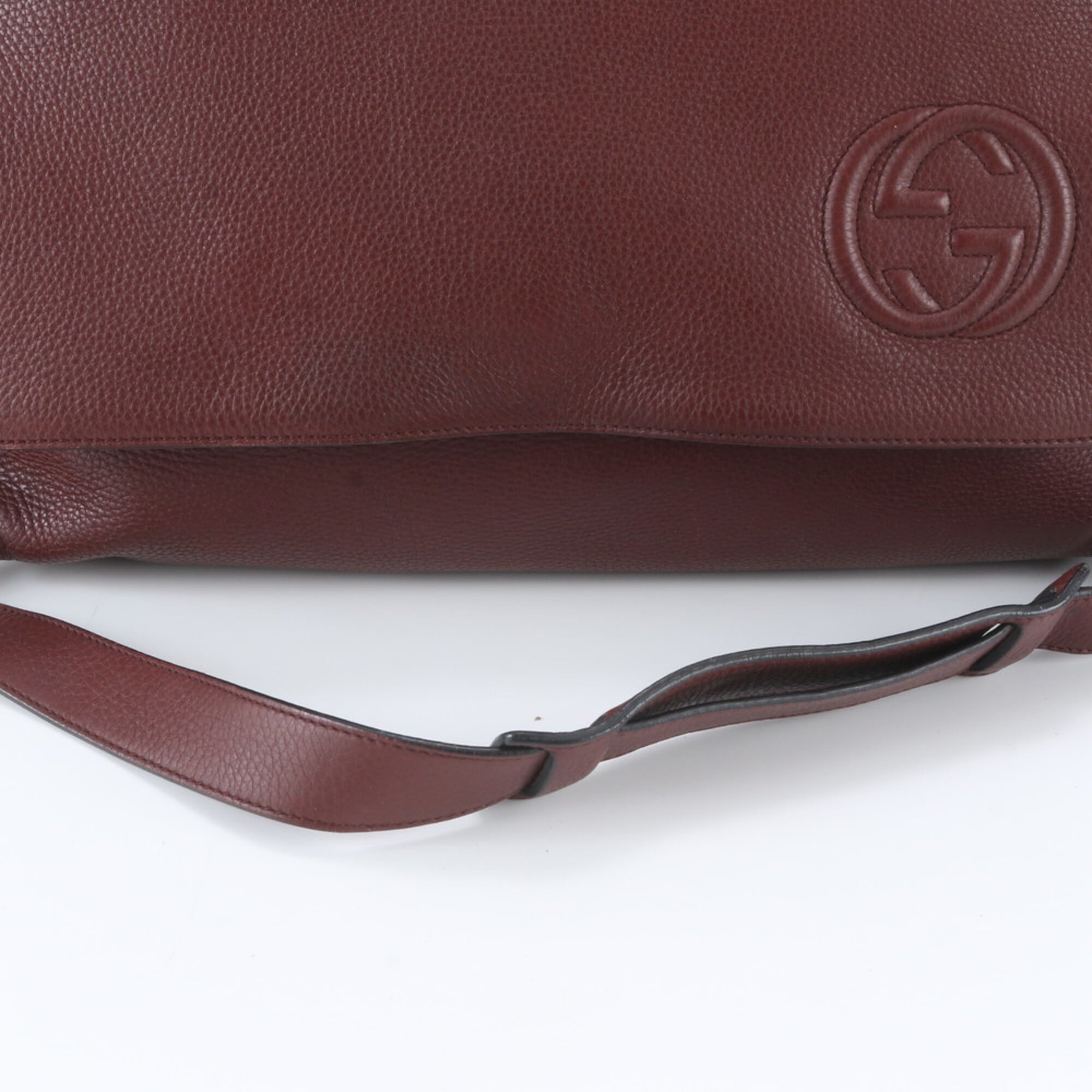 Gucci Red Color Wine Leather Messenger Bag Shoulder Bag (Pre-Owned)