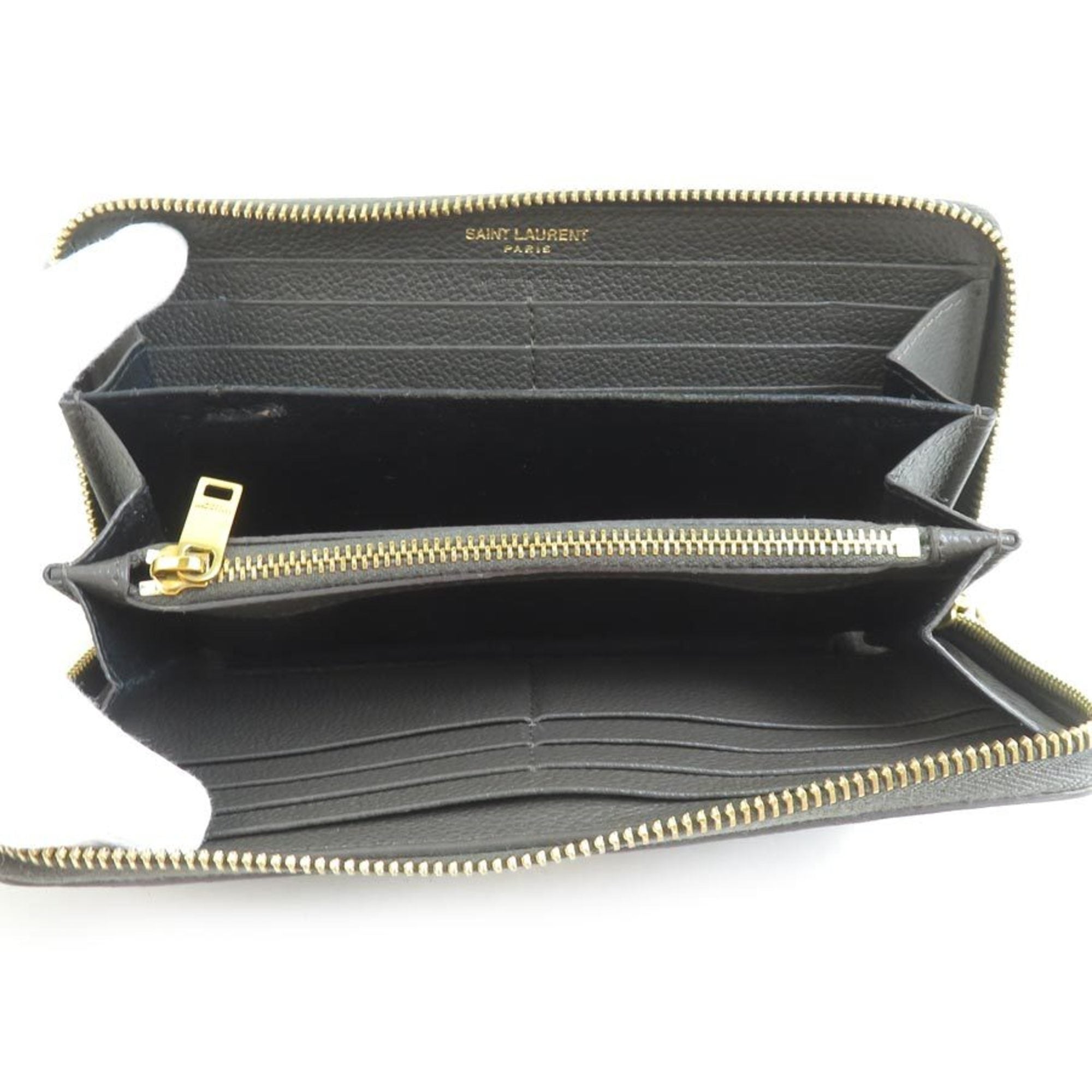Saint Laurent Khaki Brown Leather Long Wallet (Bi-Fold) (Pre-Owned)