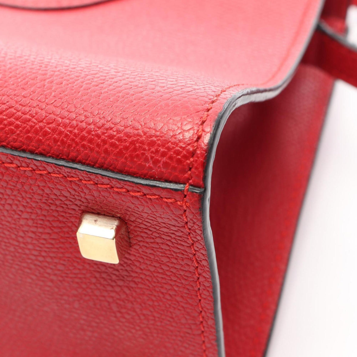 Valextra Red Color Leather Handbag Shoulder Bag (Pre-Owned)