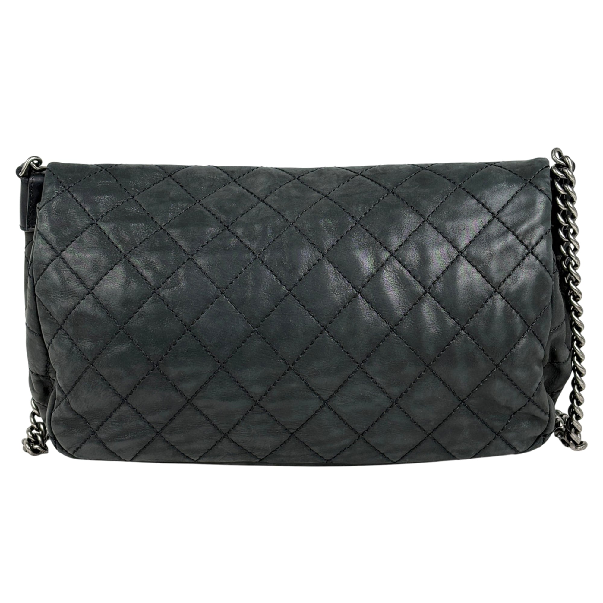 Chanel Wild Stitch Black Fabric Leather Shoulder Bag (Pre-Owned)