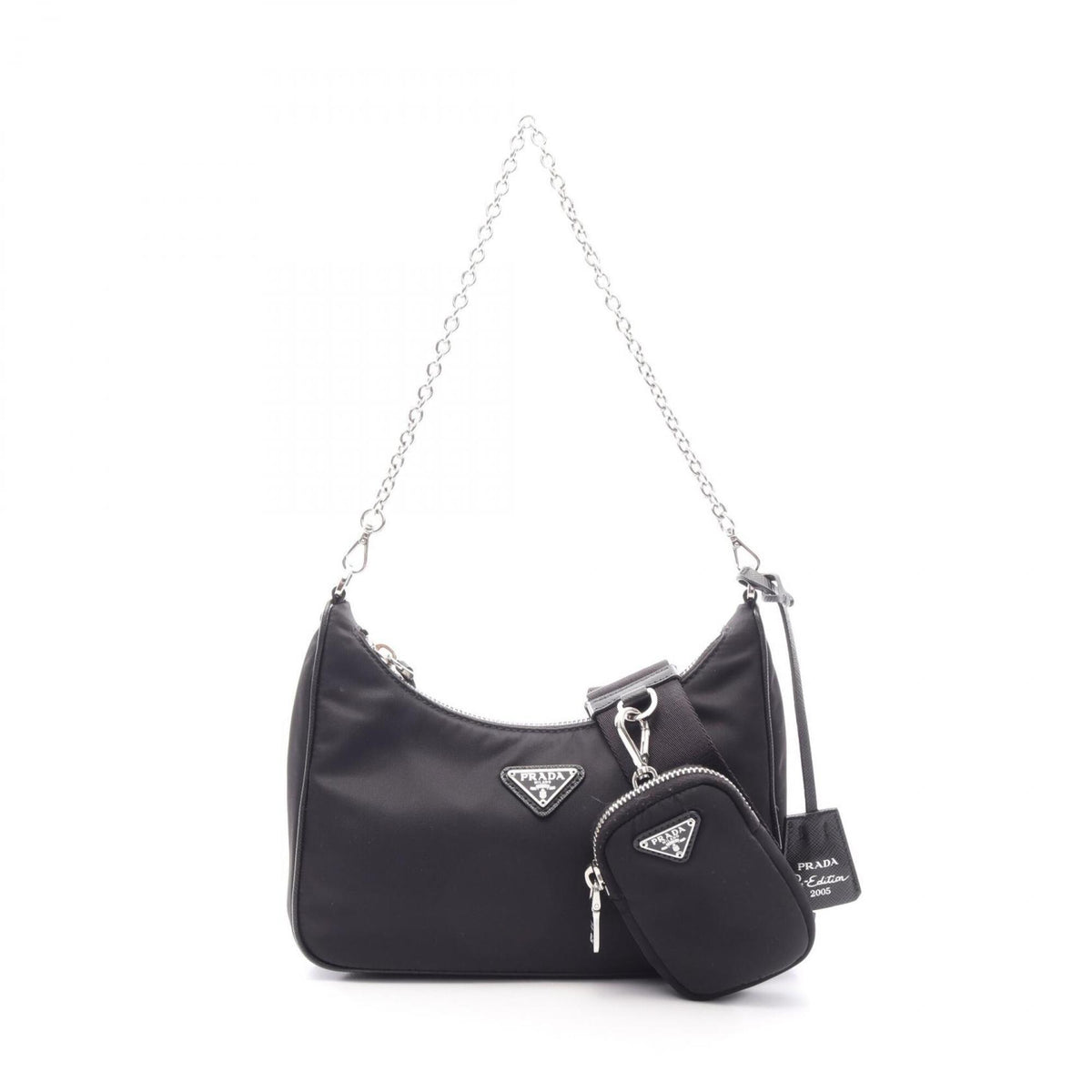 Prada Black Nylon Saffiano Triangle Handbag Shoulder Bag (Pre-Owned)