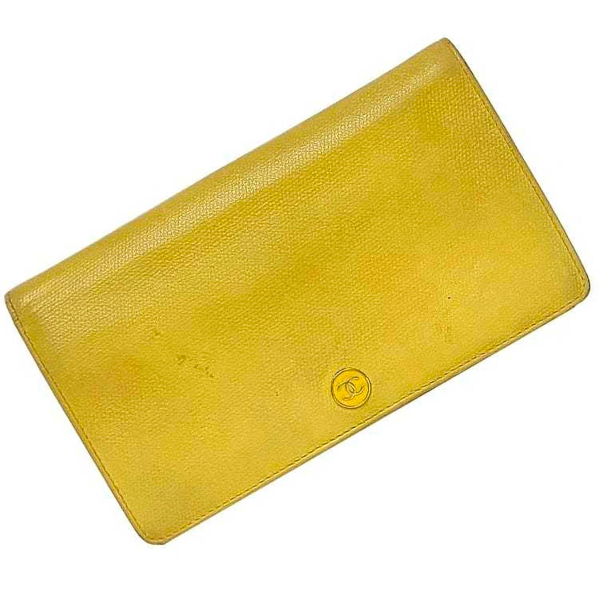 Chanel Yellow Leather Long Wallet (Bi-Fold) (Pre-Owned)