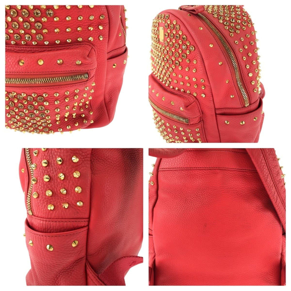 Mcm Red Color Leather Backpack (Pre-Owned)
