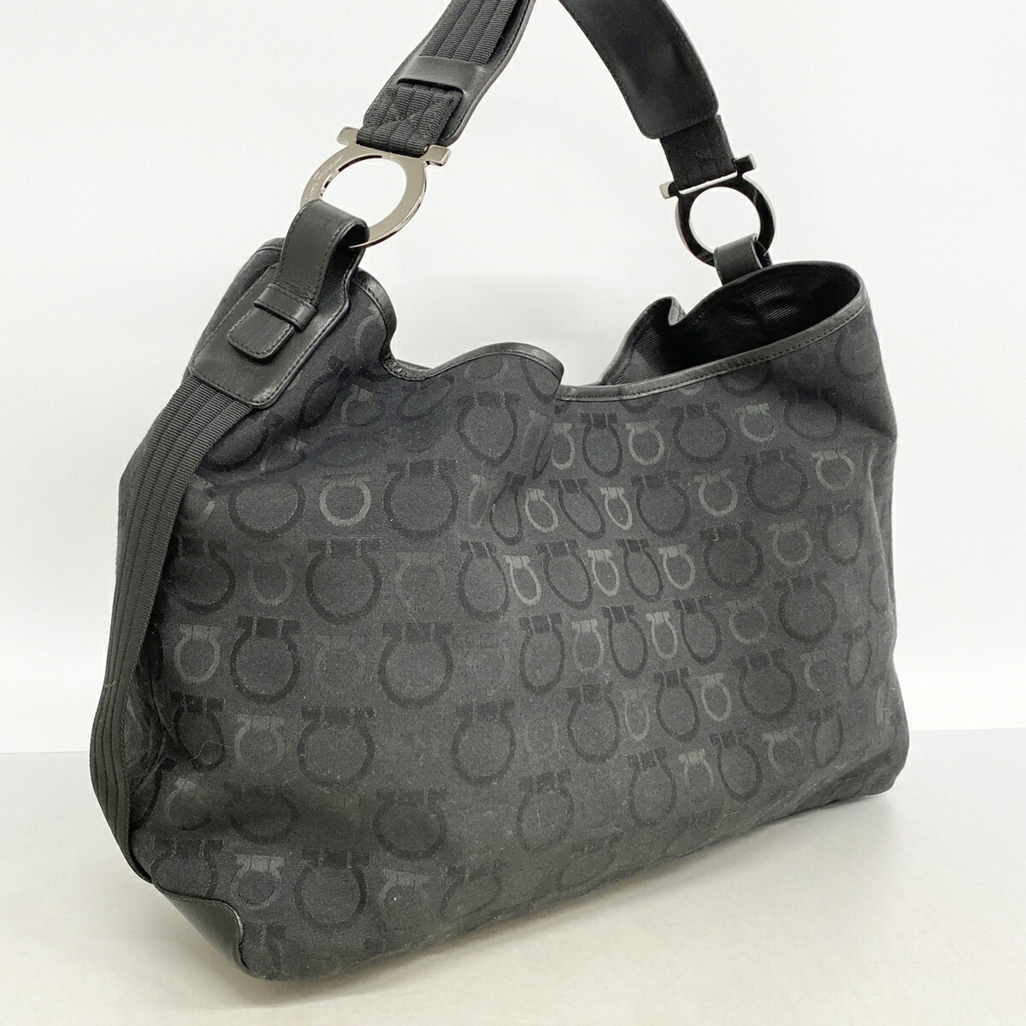 Salvatore Ferragamo Black Nylon Canvas Tote Bag (Pre-Owned)