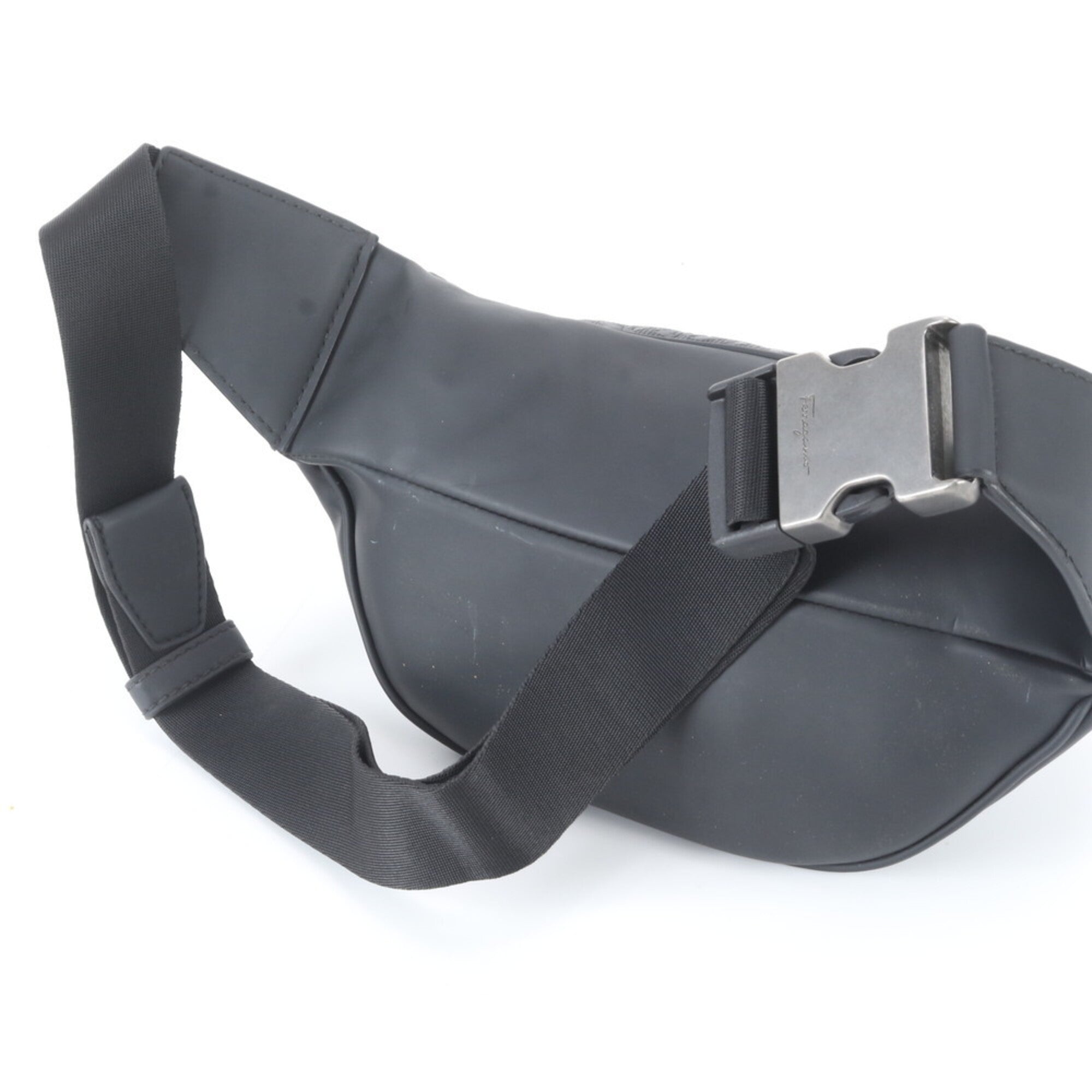 Salvatore Ferragamo Black Leather Fanny Pack Pouch Sling Bag (Pre-Owned)