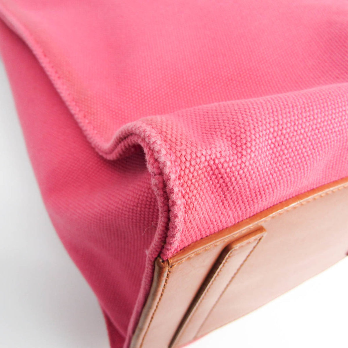 Ralph Lauren Ricky Brown Pink Leather Canvas Handbag Shoulder Bag (Pre-Owned)