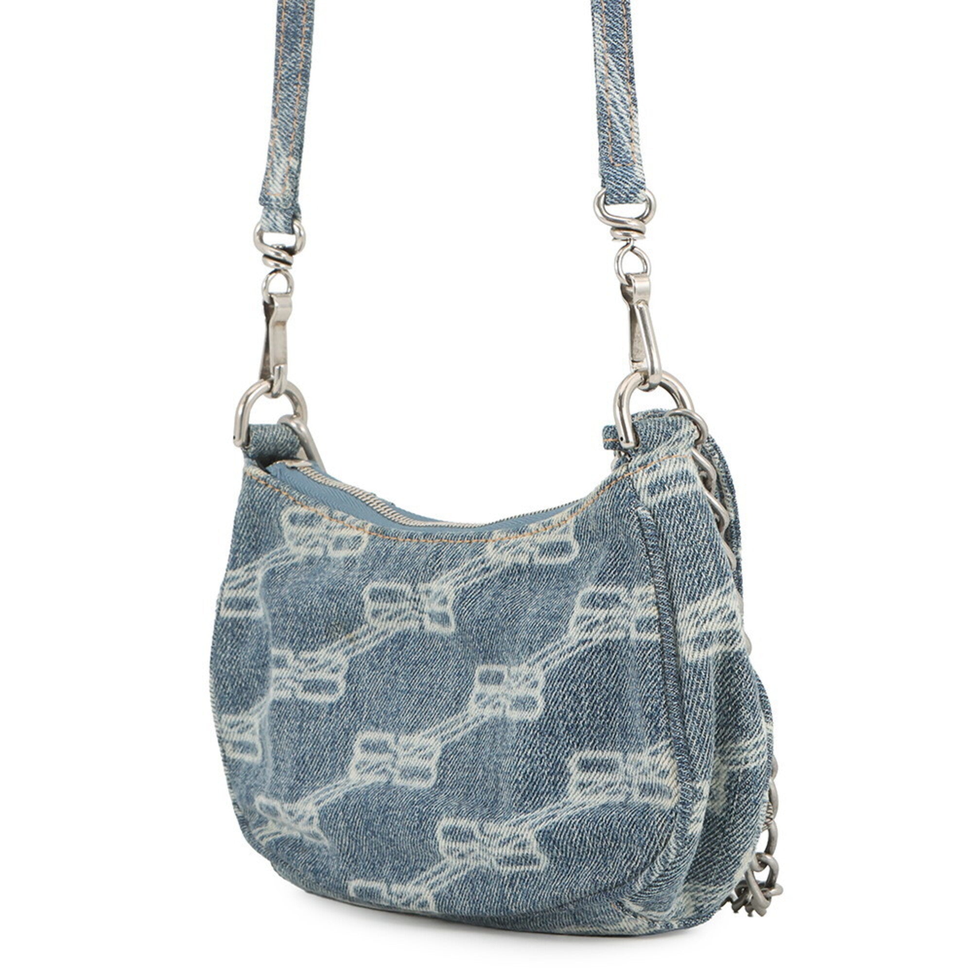 Balenciaga Blue White Denim Handbag Shoulder Bag (Pre-Owned)